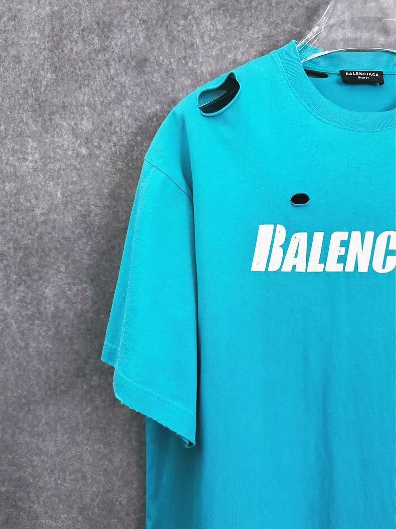 Balenciaga Balenciaga Distressed Round Neck Short Sleeve T-Shirt-2506 Size US XXS / EU 40 - 6 Thumbnail