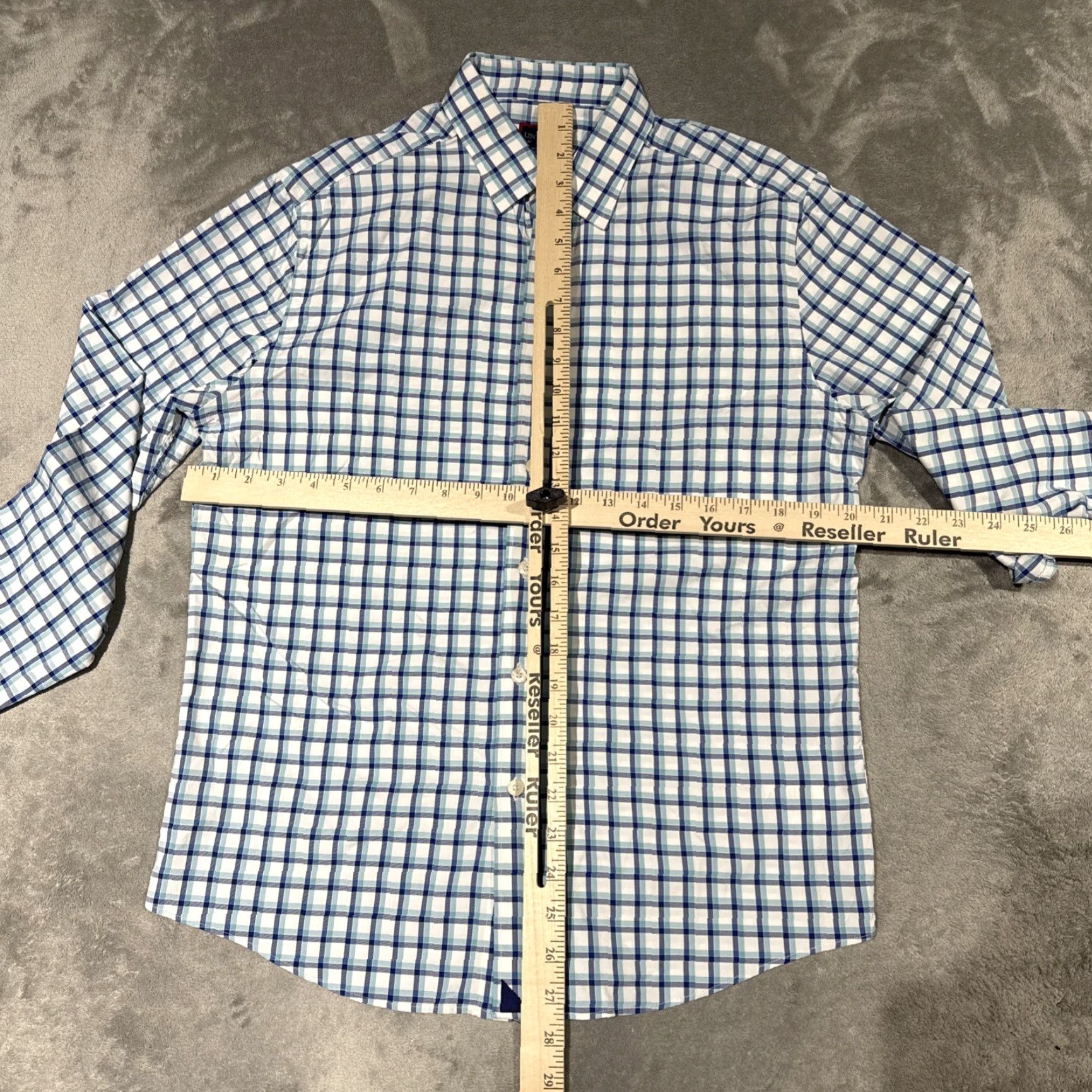 UNTUCKit UNTUCKit Shirt Mens M Blue White Plaid Foris Button Up Stretch Long Sleeve Size US M / EU 48-50 / 2 - 4 Thumbnail