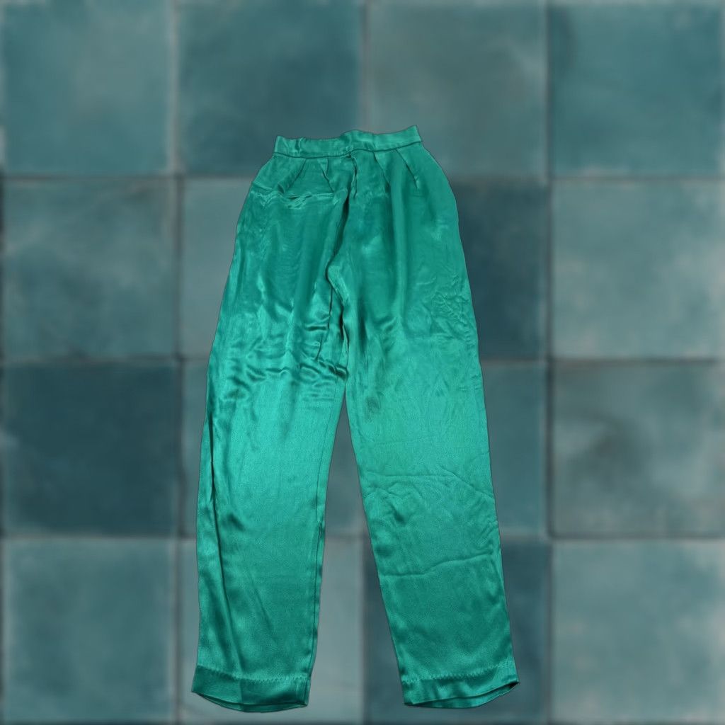 Vintage VINTAGE Rothschild Lilli Ann Pants Womens Small Green Satin Tapered 80s Size 40" / US 18 - 1 Thumbnail