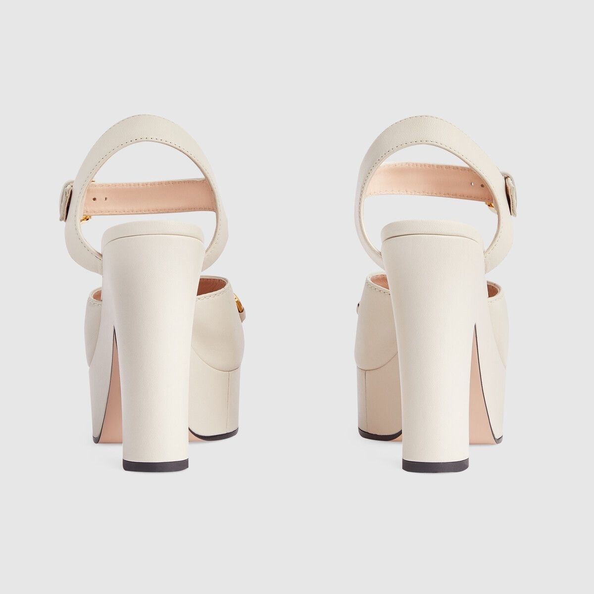 Gucci o1s1wg110425 Women's Platform Sandals With Horsebit in White Size US 11.5 / IT 41.5 - 3 Thumbnail