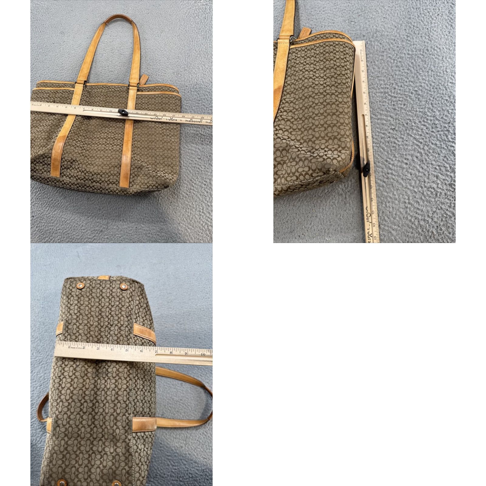 Coach VINTAGE Coach Y2K Large Signature Canvas Vachetta Leather Tote Bag F77014 Read Coach Women Tote Large Beige Canvas Size ONE SIZE - 8 Thumbnail