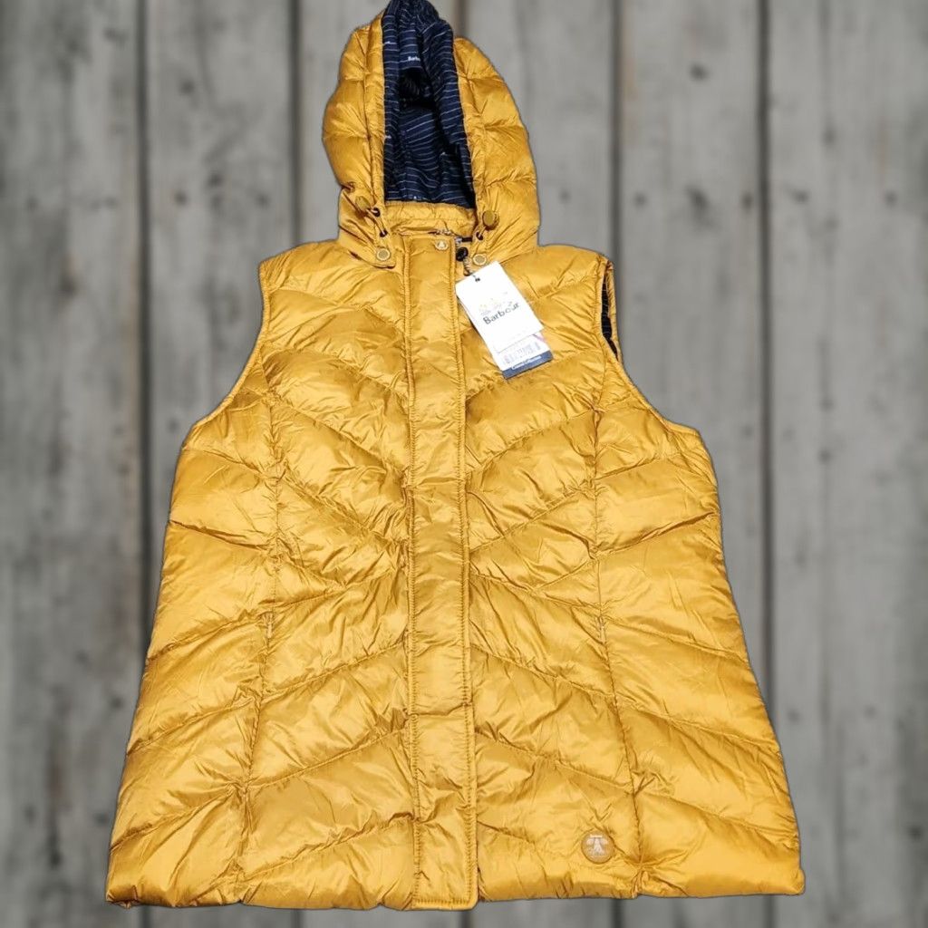 Barbour VINTAGE Barbour Women’s mustard yellow bodywarmer SZ 14 LARGE BRAND NEW Vest Sleeveless Zip Regular Women IN Style Size L / US 10 / IT 46 - 1 Thumbnail