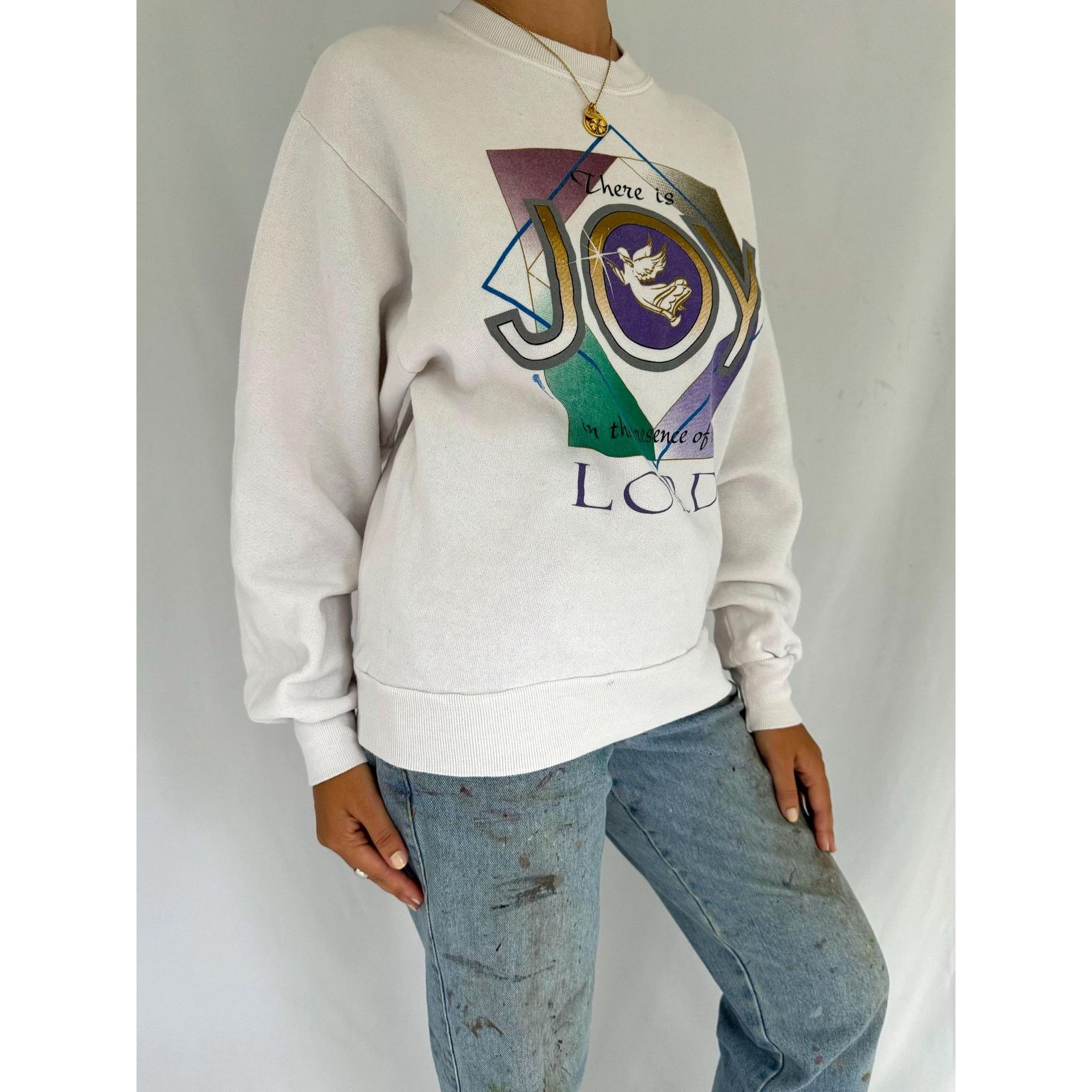Jerzees 90s vintage white joy of the lord holiday pullover sweater Size S / US 4 / IT 40 - 5 Thumbnail