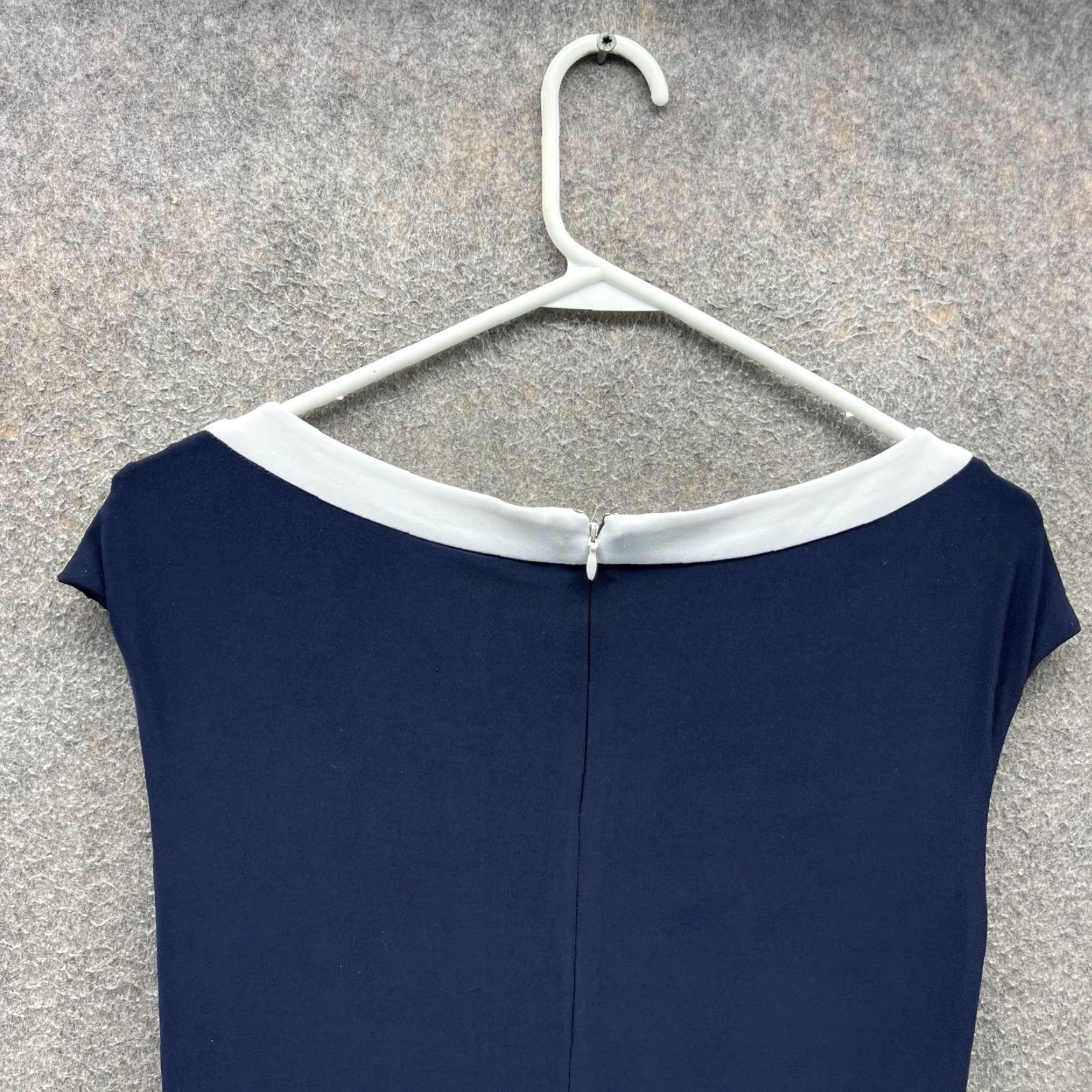 Ralph Lauren Lauren Ralph Lauren Dress Womens 14 Blue Ruched Sheath Knee Length Cap Sleeves Boat Neck Lined Zip Size XL / US 12-14 / IT 48-50 - 6 Thumbnail
