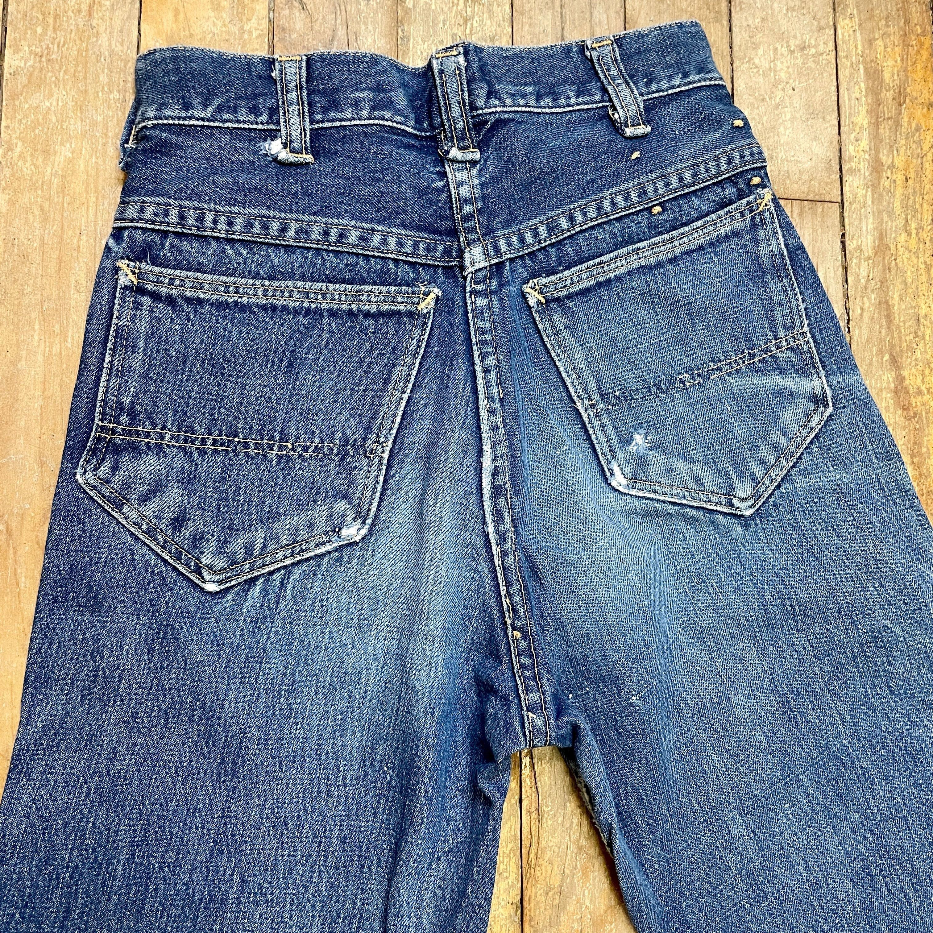 Other Vintage Mid-Century Patched Perfection Circle S High Waisted Ranch Selvedge Denim Jeans Petite/Youth 23" Waist Size 23" - 4 Thumbnail