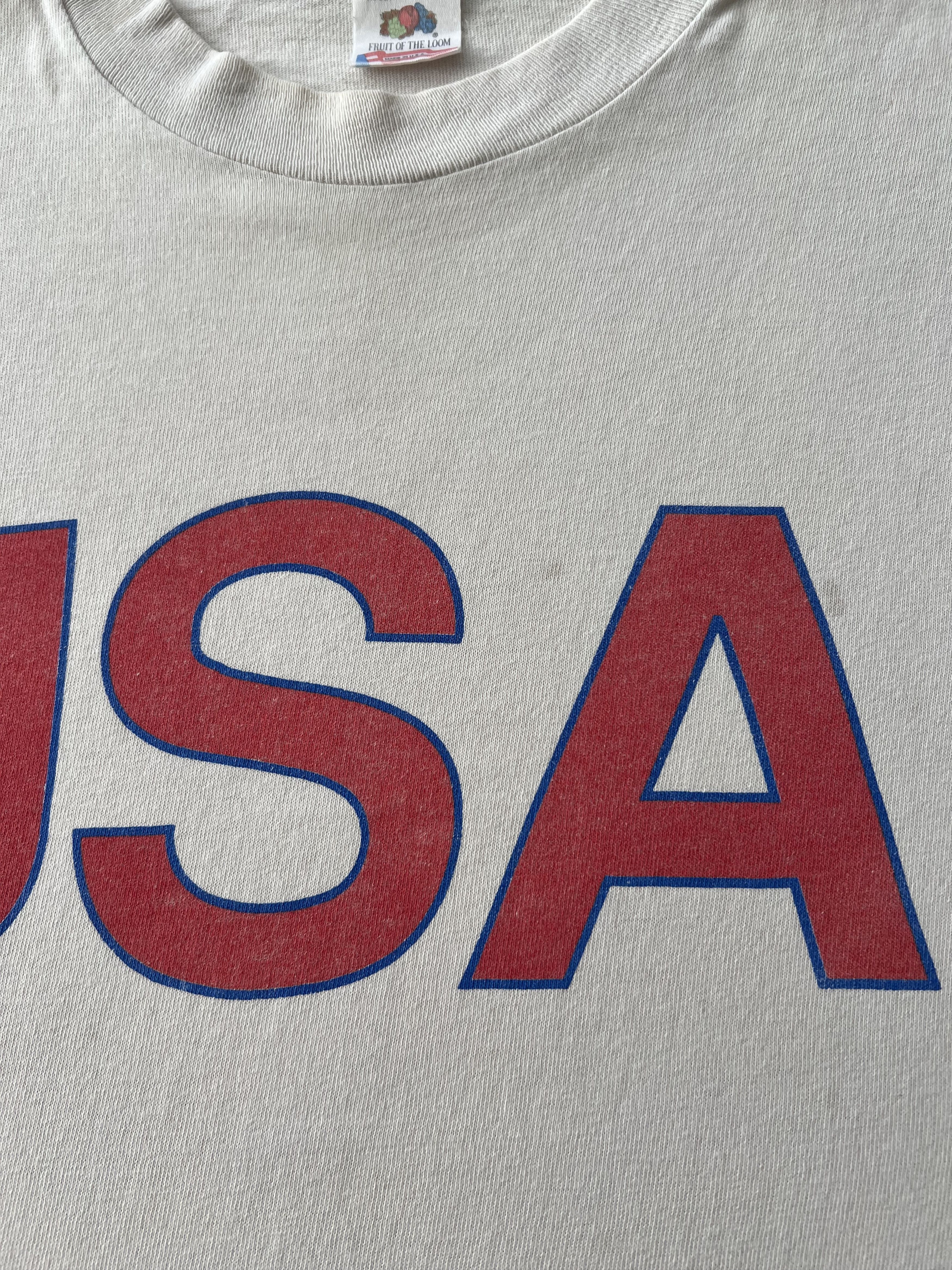 Vintage Vintage 90s USA Graphic Logo Country White T-shirt Size US XL / EU 56 / 4 - 4 Thumbnail