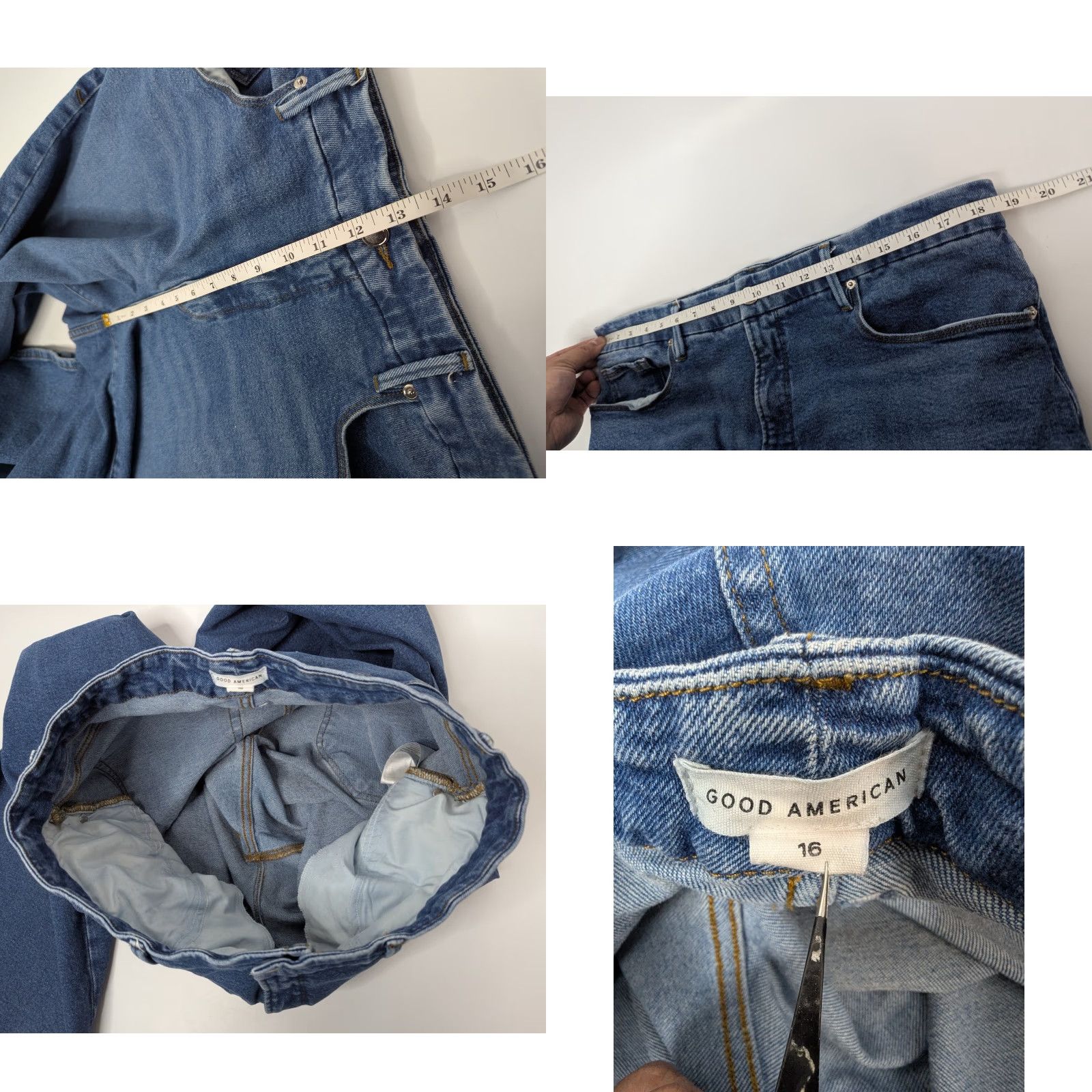Good American Good American Good Waist Palazzo Wide Leg Jeans Blue Denim 16, Regular, 5-Pocket, Stretch, Medium Wash, Women Size 38" / US 16 / IT 52 - 8 Thumbnail