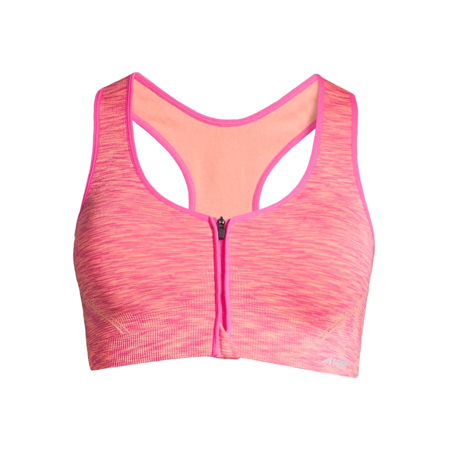 Avia Avia Women's Seamless Zip Front Sports Bra S Pink Padded Cups Full Coverage Medium Support Racerback Size ONE SIZE - 3 Thumbnail
