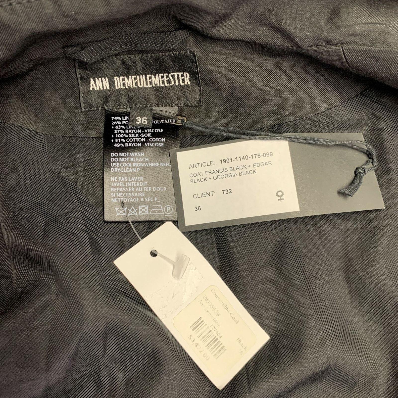 Ann Demeulemeester ANN DEMEULEMEESTER S Black Linen Blend Layered Trench Coat Size XS / US 0-2 / IT 36-38 - 6 Thumbnail