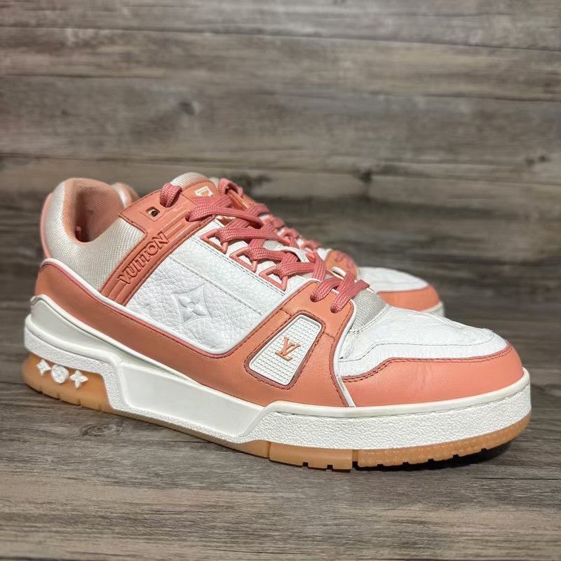 Louis Vuitton Louis Vuitton Trainer Leather Low Sneakers in Peach - Size US 8 / IT 38 - 9 Thumbnail