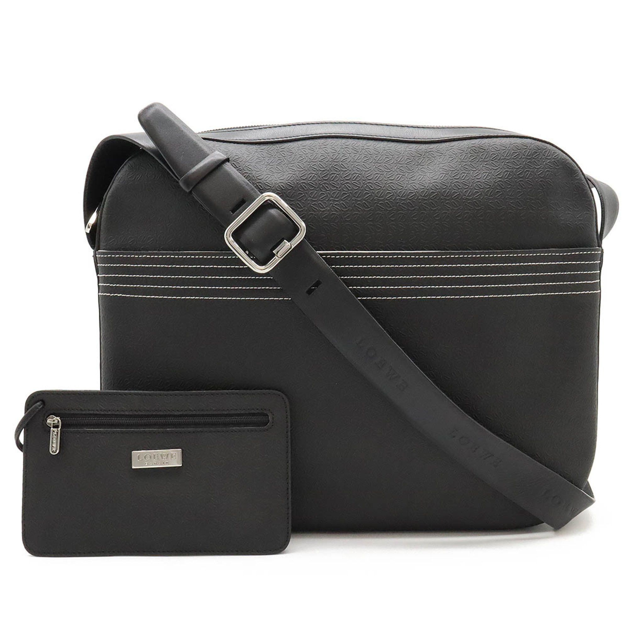 image of Loewe Repeat Anagram Shoulder Bag, Embossed Pvc Leather, Black, Women's