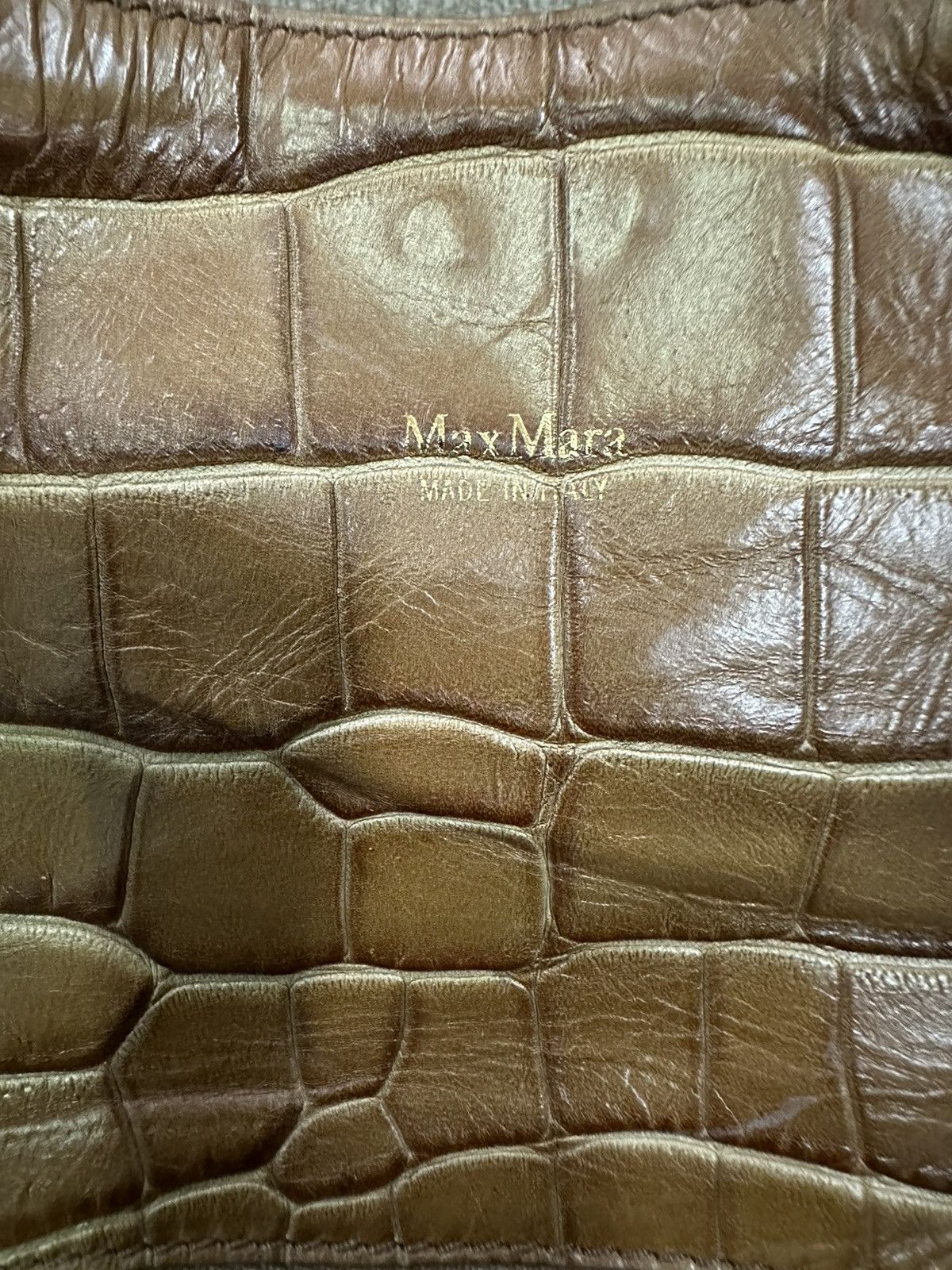 Vintage RARE MAX MARA EMBOSSED CROC LETAHER Size ONE SIZE - 22 Thumbnail