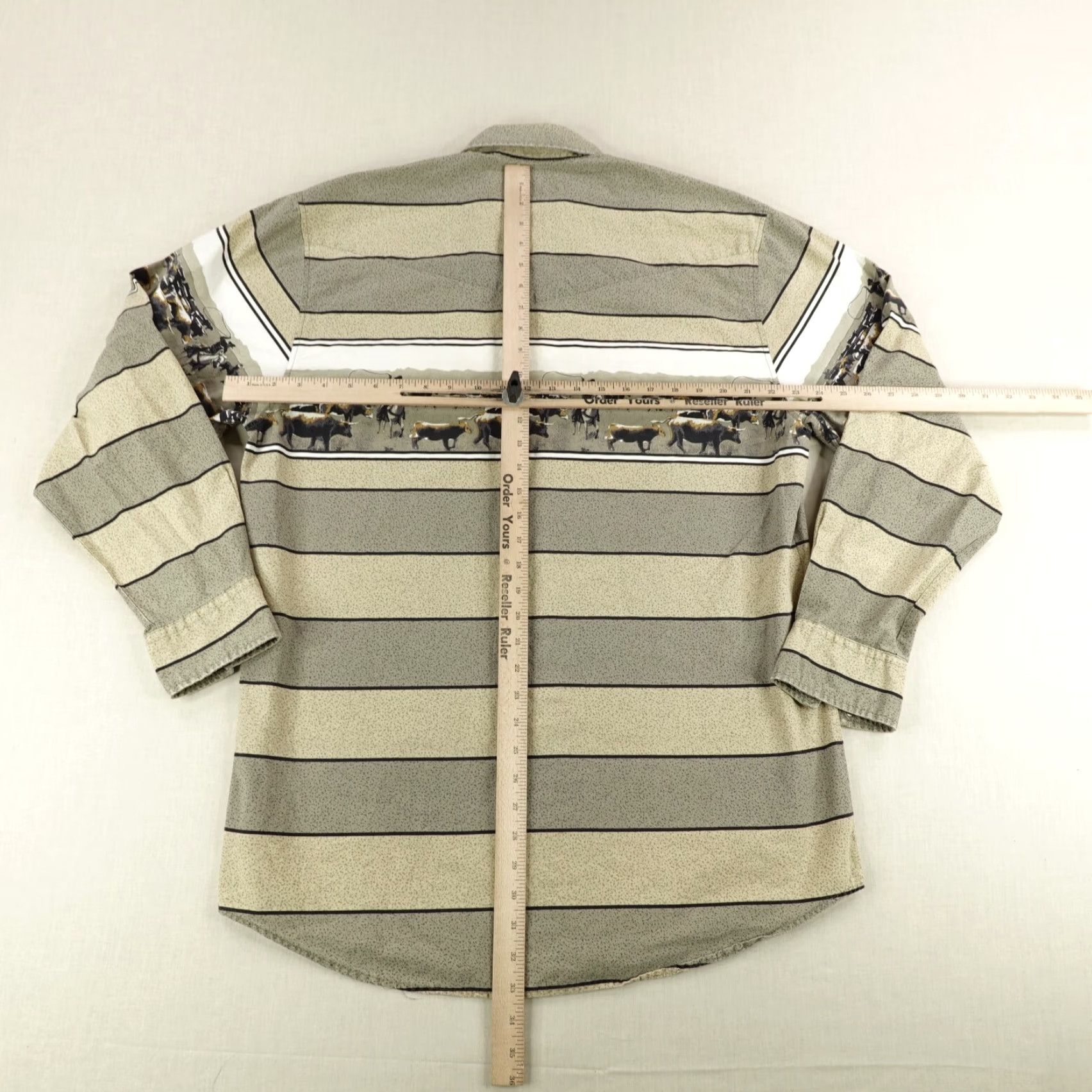 Roper VINTAGE Shirt Mens XL Beige Tan Stripes Western Pearl Snap Rodeo Rancher Horses Size US XL / EU 56 / 4 - 7 Thumbnail
