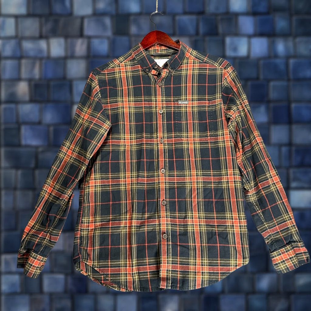 Vintage Columbia Shirt Mens S Blue Orange Cotton Stretch Button Down Pocket Logo Size US S / EU 44-46 / 1 - 1 Thumbnail