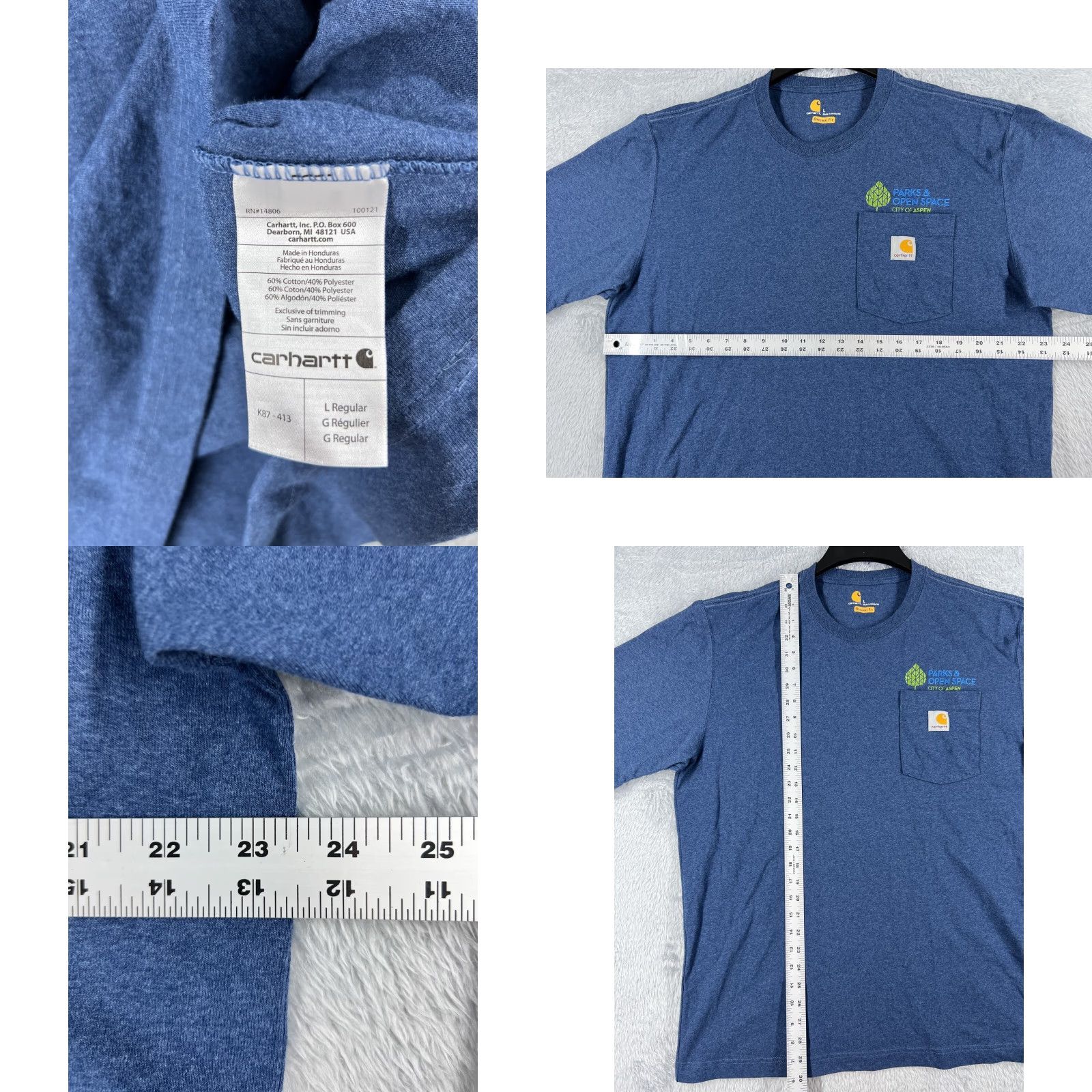 Carhartt VINTAGE Carhartt Shirt Men Large Blue Short Sleeve Cotton Blend Pocket Crew Workwear Size US L / EU 52-54 / 3 - 8 Thumbnail