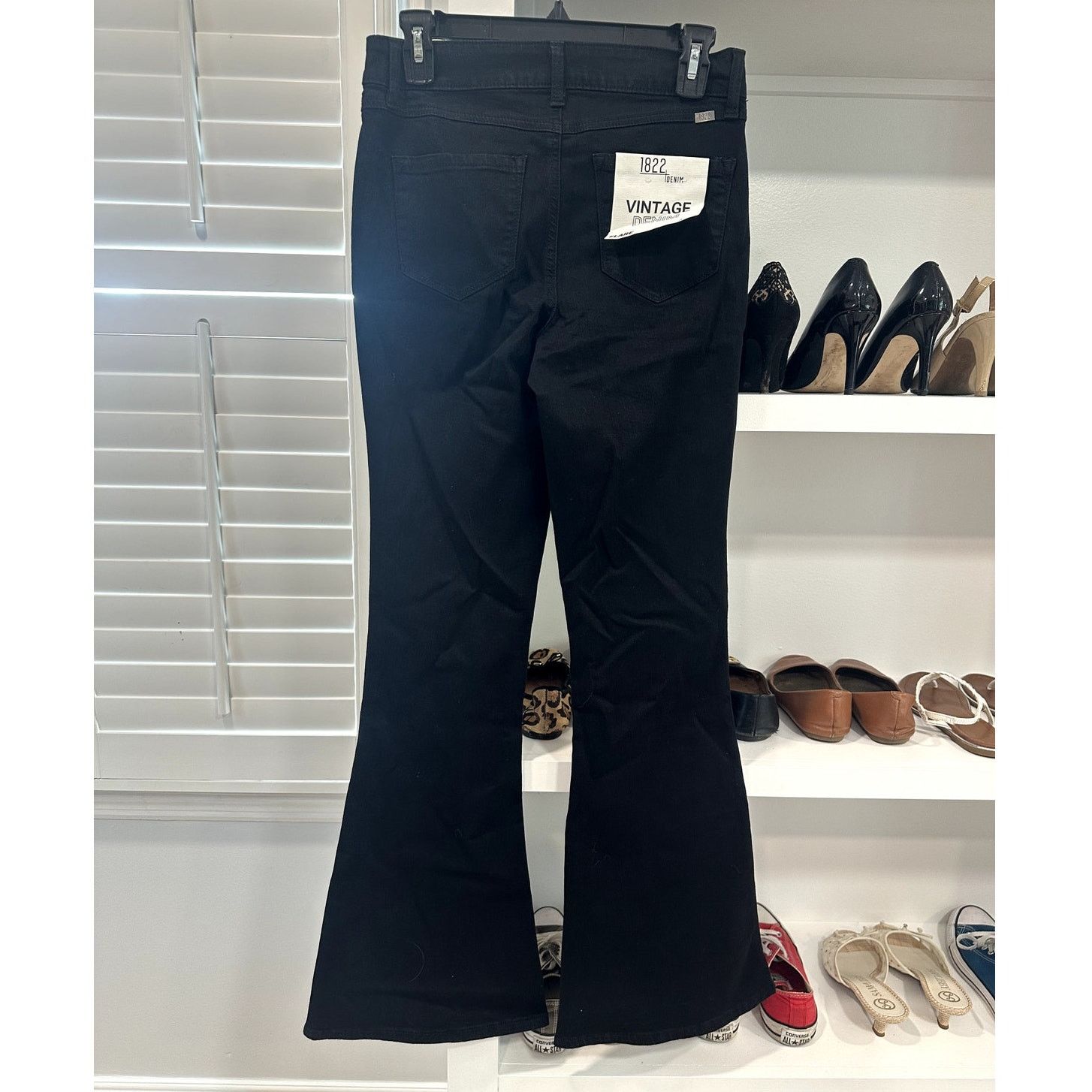 Other 1822 Womens Black Flare Denim Mid Rise Cotton Blend 4/27 NWT Size 27" / US 4 / IT 40 - 5 Thumbnail