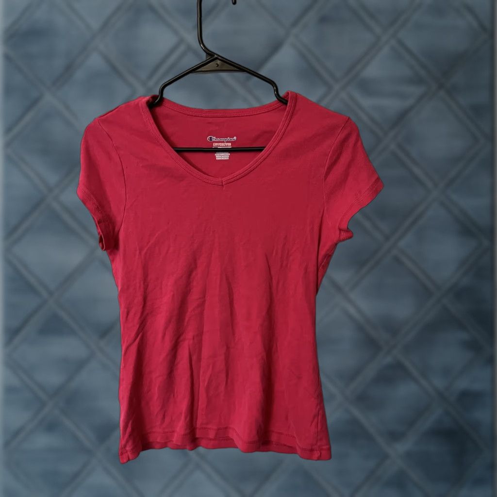 Champion Champion Womens T-Shirt Short Sleeve V-Neck Pink Size S Small Casual Cotton Tee Womens Size S / US 4 / IT 40 - 1 Thumbnail