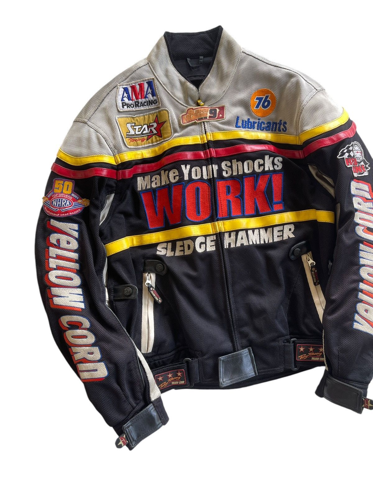 YELLOW CORN Vintage Yellow Corn X Lubricant NHRA Racing Schoeller Jacket Size US L / EU 52-54 / 3 - 3 Thumbnail