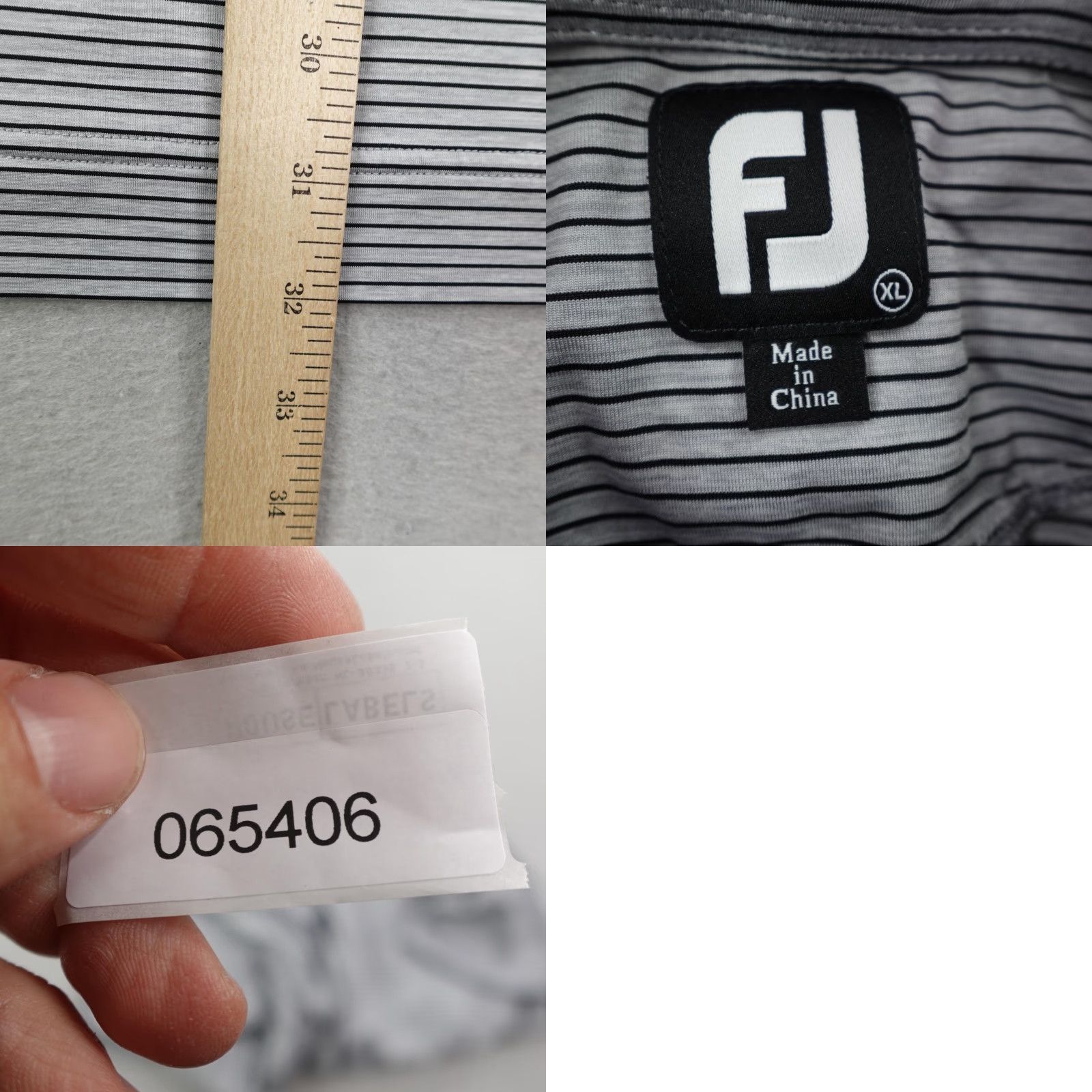 Footjoy FootJoy Polo Shirt Mens XL Gray White Stripes Golf Performance Stretch Flex CF Size US XL / EU 56 / 4 - 8 Thumbnail