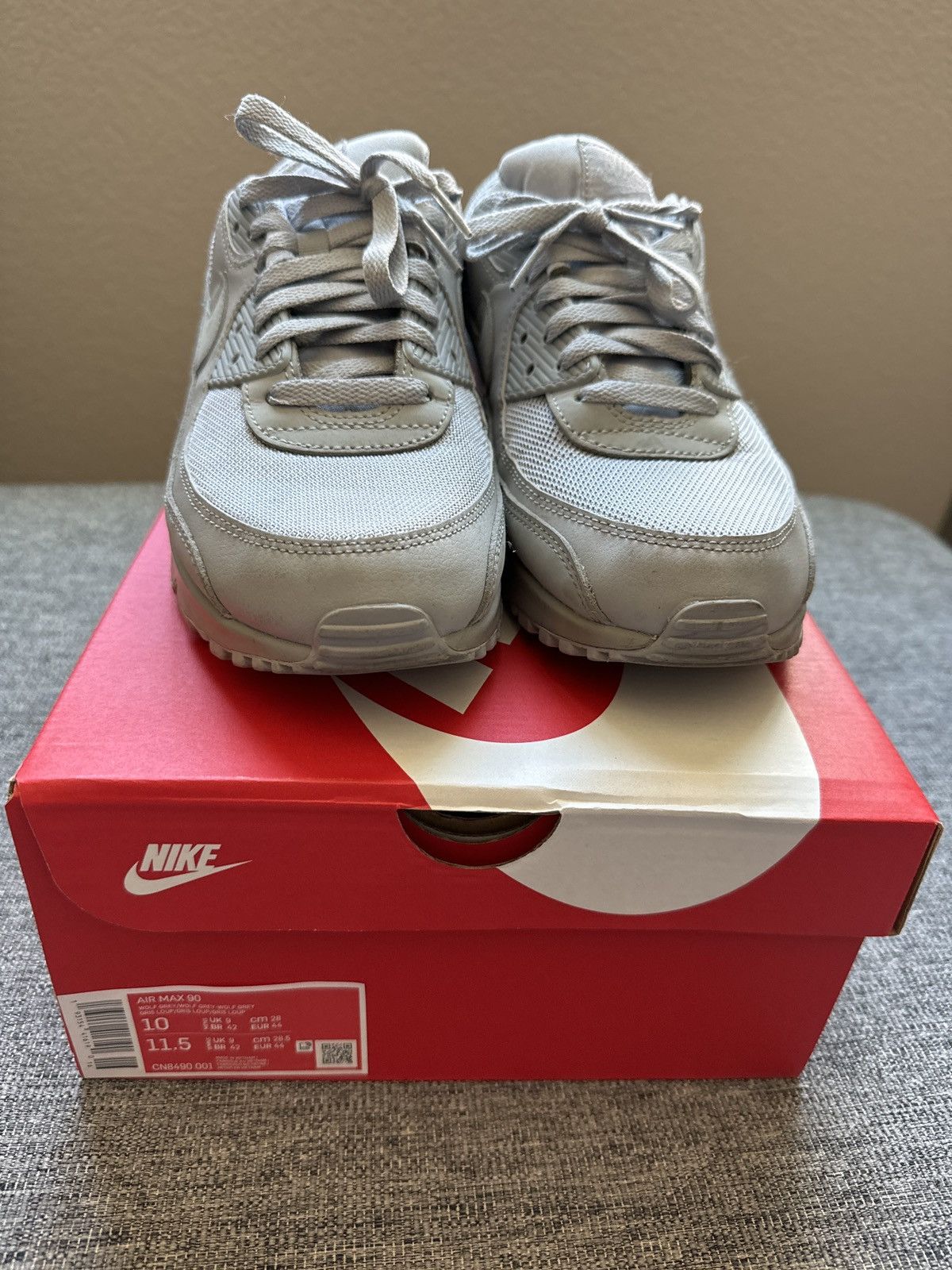 Nike Air Max 90 Wolf Grey Size US 10 / EU 43 - 3 Thumbnail