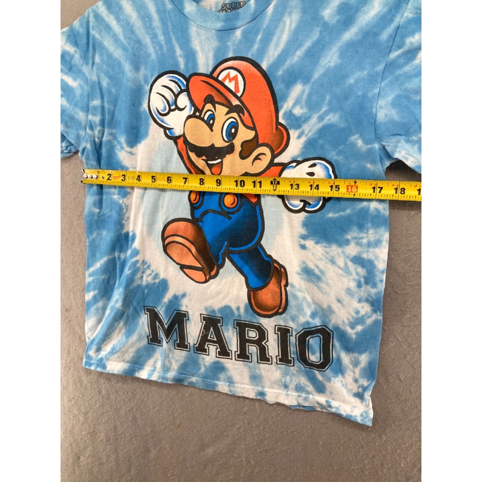Nintendo Nike Super Mario T-Shirt Mens Small Blue TieDye Graphic Print 90s Retro Nintendo Mario Shirt Size US S / EU 44-46 / 1 - 3 Thumbnail