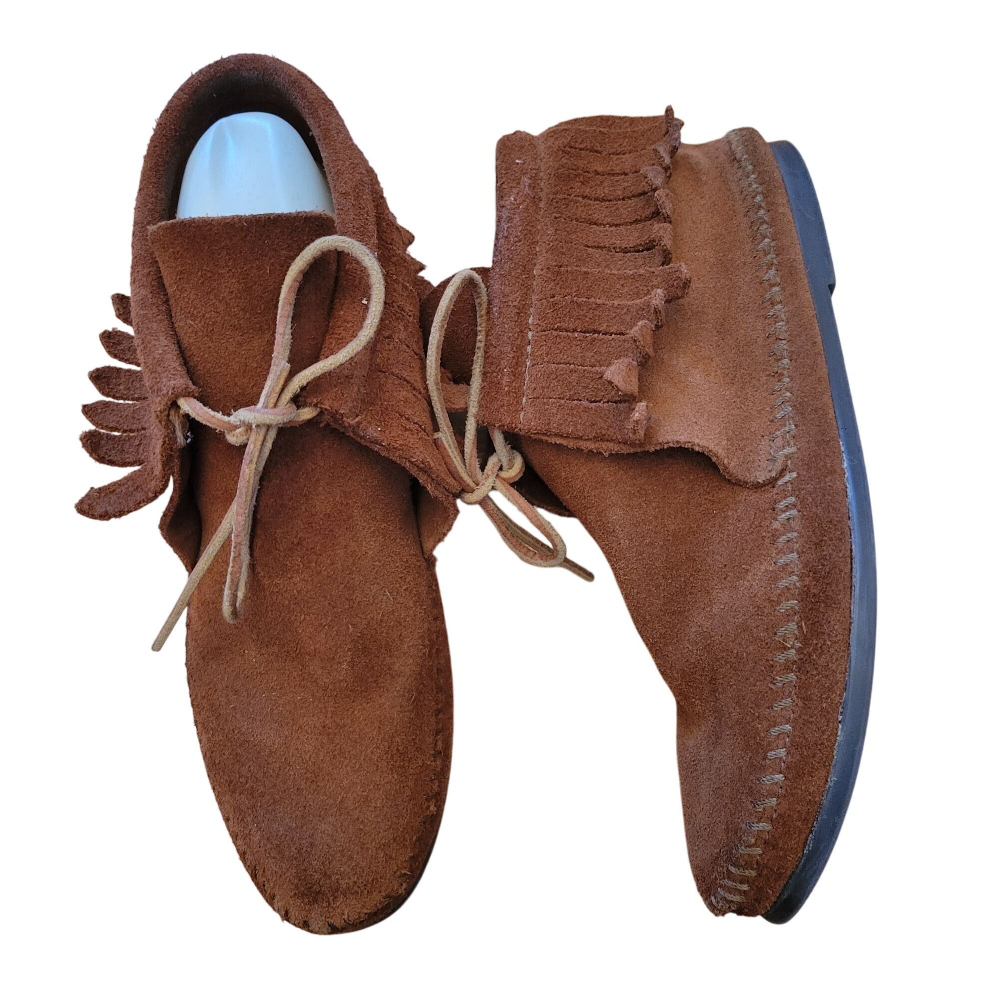 Minnetonka Minnetonka 7 Brown Leather Fringe Moccasins Ankle Boots Boot Size US 7 / IT 37 - 1 Thumbnail