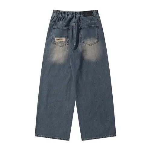 Japanese Brand Men's washed distressed loose wide-leg ripped jeans Size US 32 / EU 48 - 2 Thumbnail