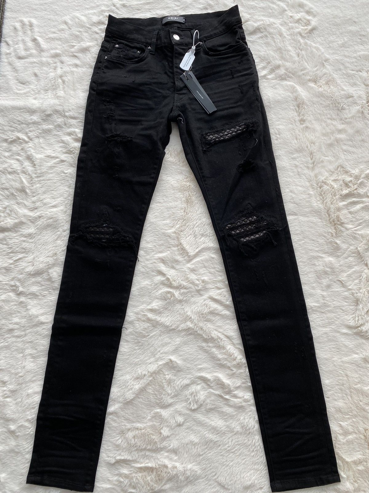 Amiri Sz 30,31 Amiri Black Quilted Leather MX1 Jeans | Grailed