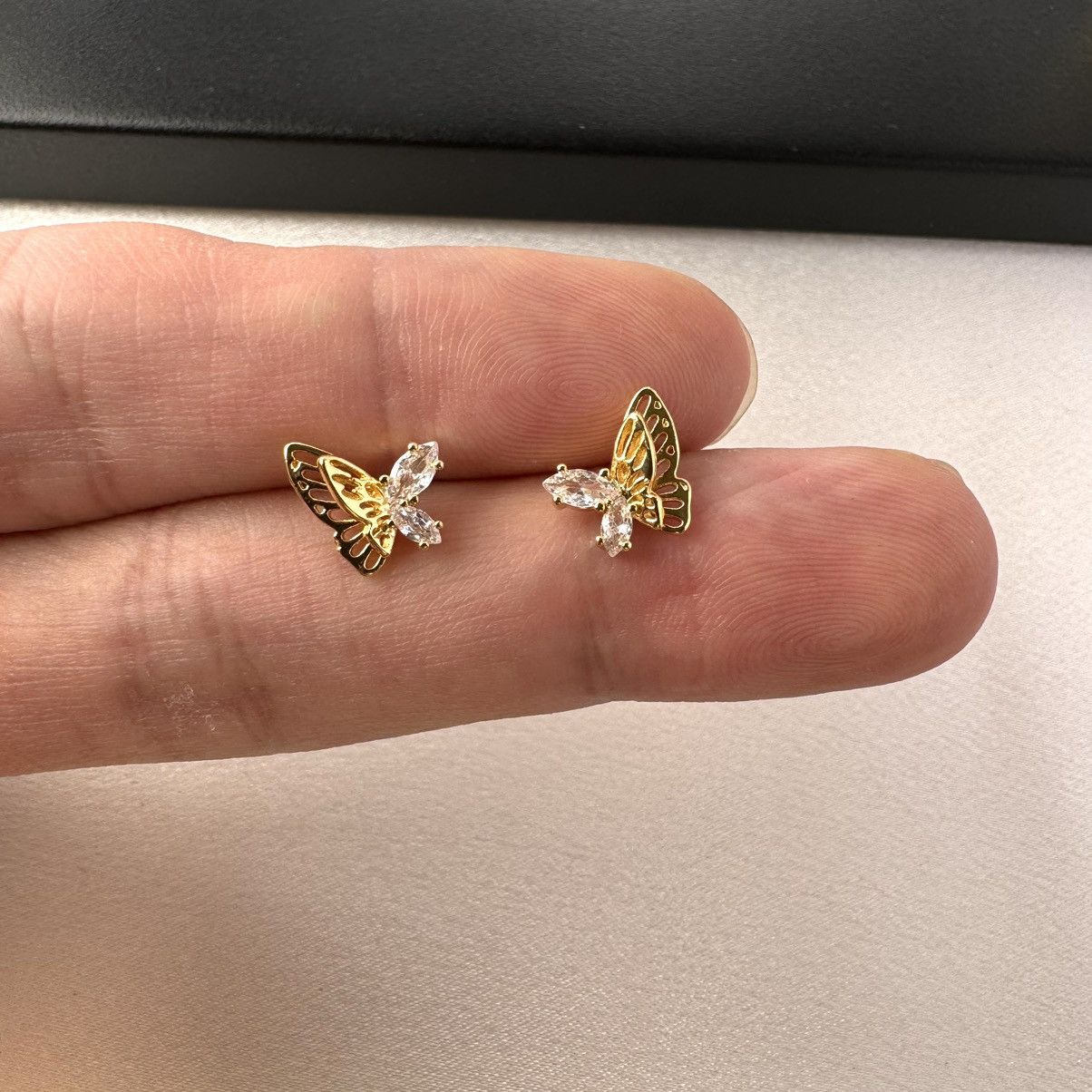 Designer Small CZ Butterfly Stud Earrings for Women Size ONE SIZE - 5 Thumbnail