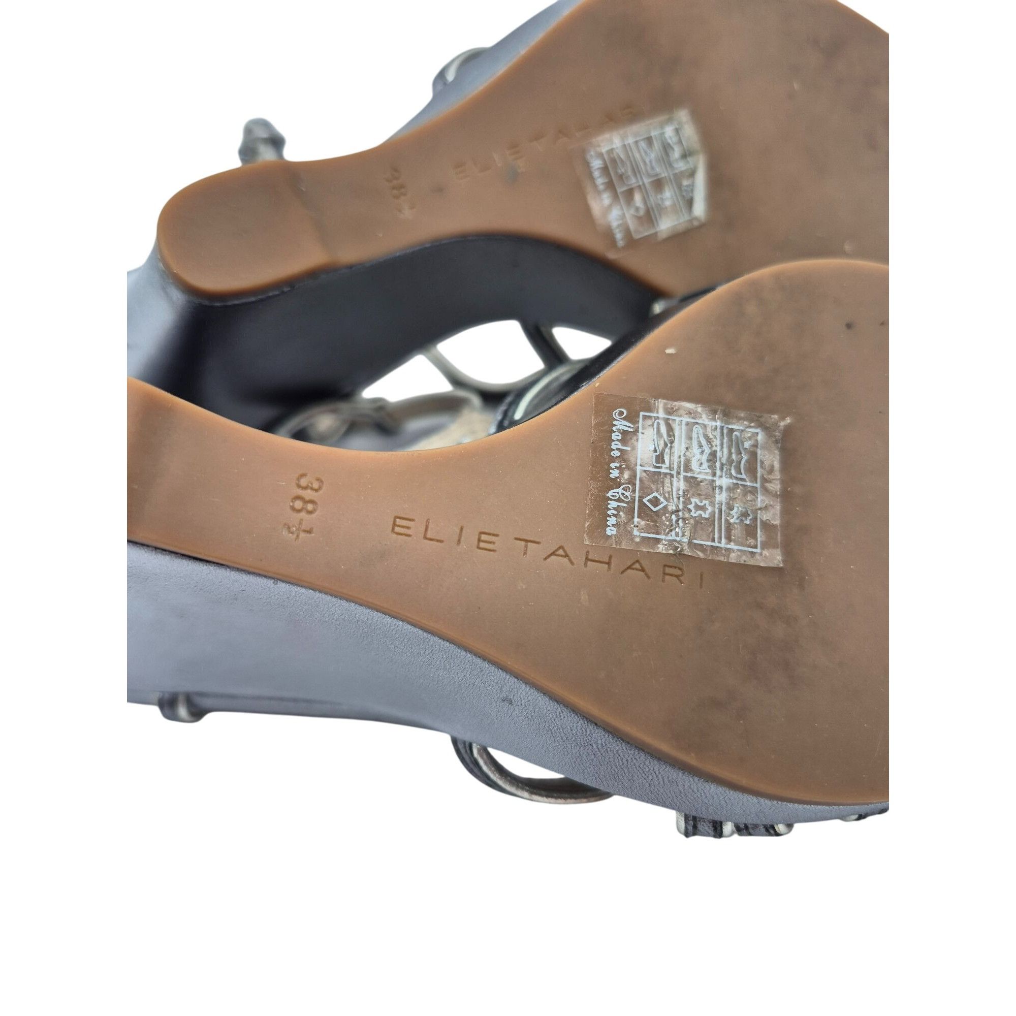 Elie Tahari Elie Tahari Silver Metallic Strappy Wedge Heeled Sandals Wom Size US 8.5 / IT 38.5 - 11 Thumbnail
