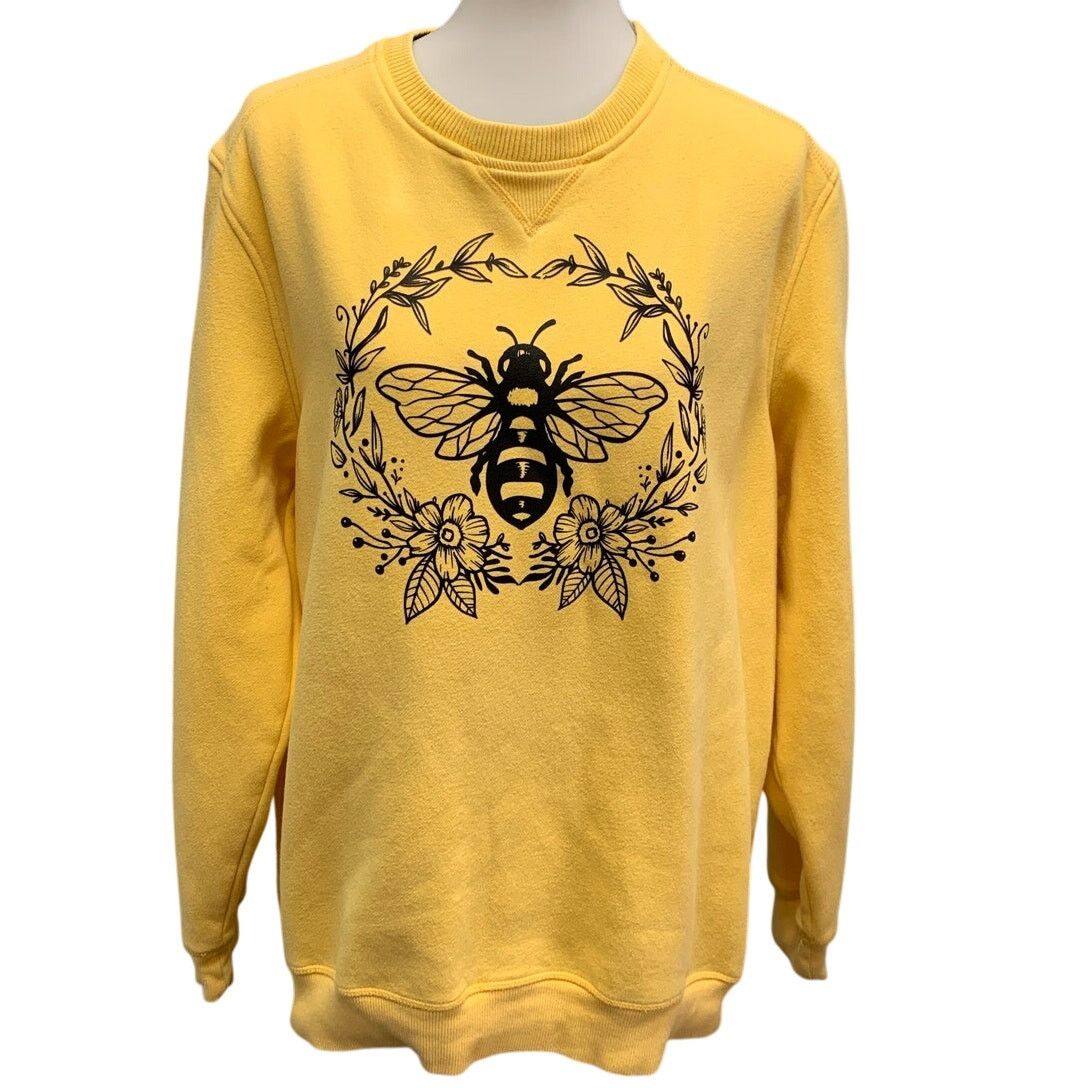 Arrow Hand Printed Womens Large Bumble Bee Floral Sweatshirt Size L / US 10 / IT 46 - 1 Thumbnail