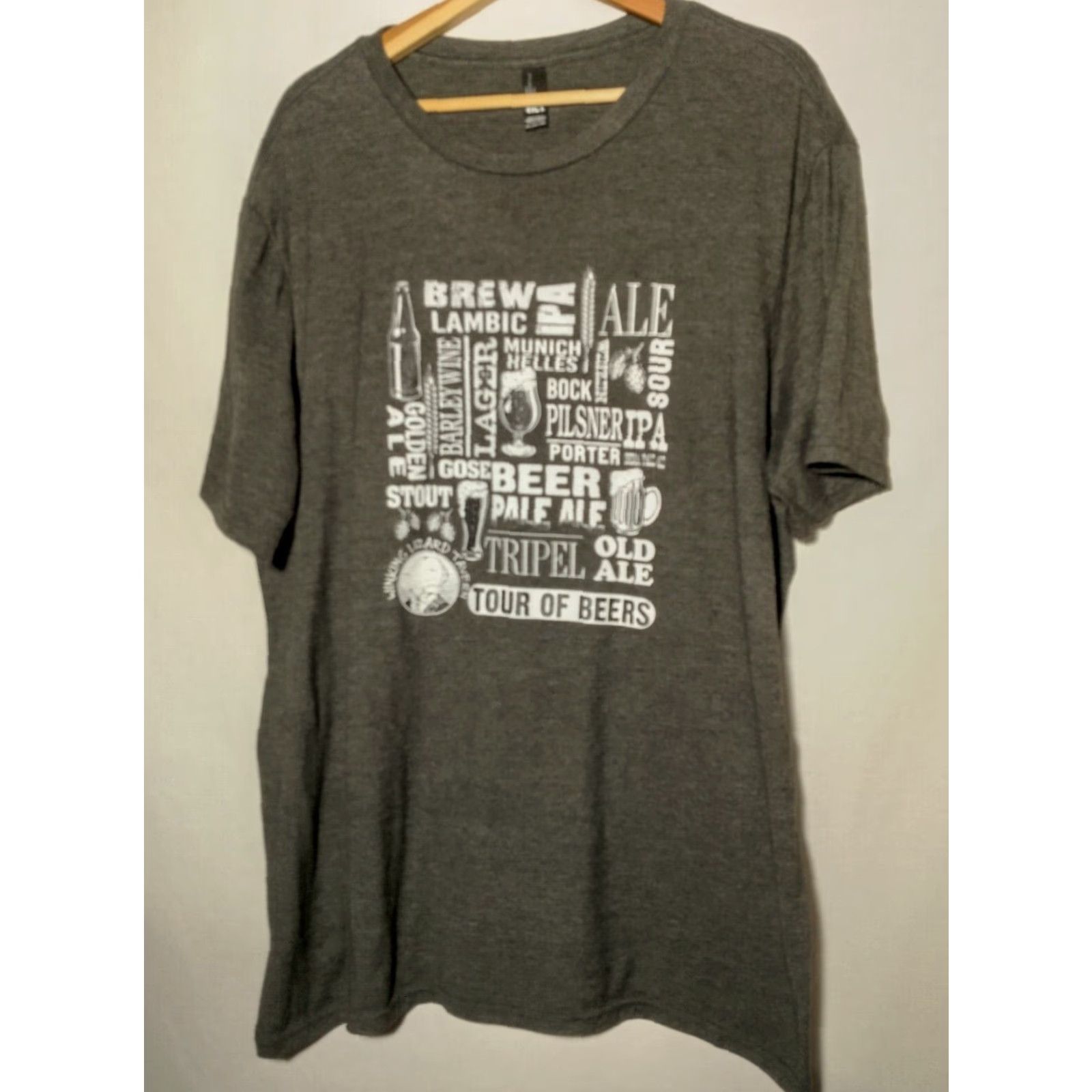 Vintage Winking Lizard Tavern Tour of Beers Shirt Men 2XL District Gray Short Sleeve Crew Neck T-Shirt Beer Ohio Gift Size US XXL / EU 58 / 5 - 2 Thumbnail