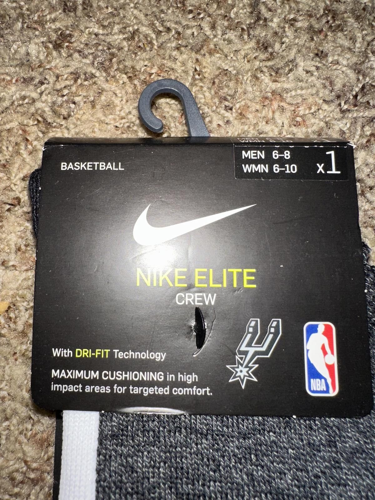 Nike Nike Men’s Elite Dri-Fit Crew Basketball Socks San Antonio Spurs Size ONE SIZE - 2 Thumbnail