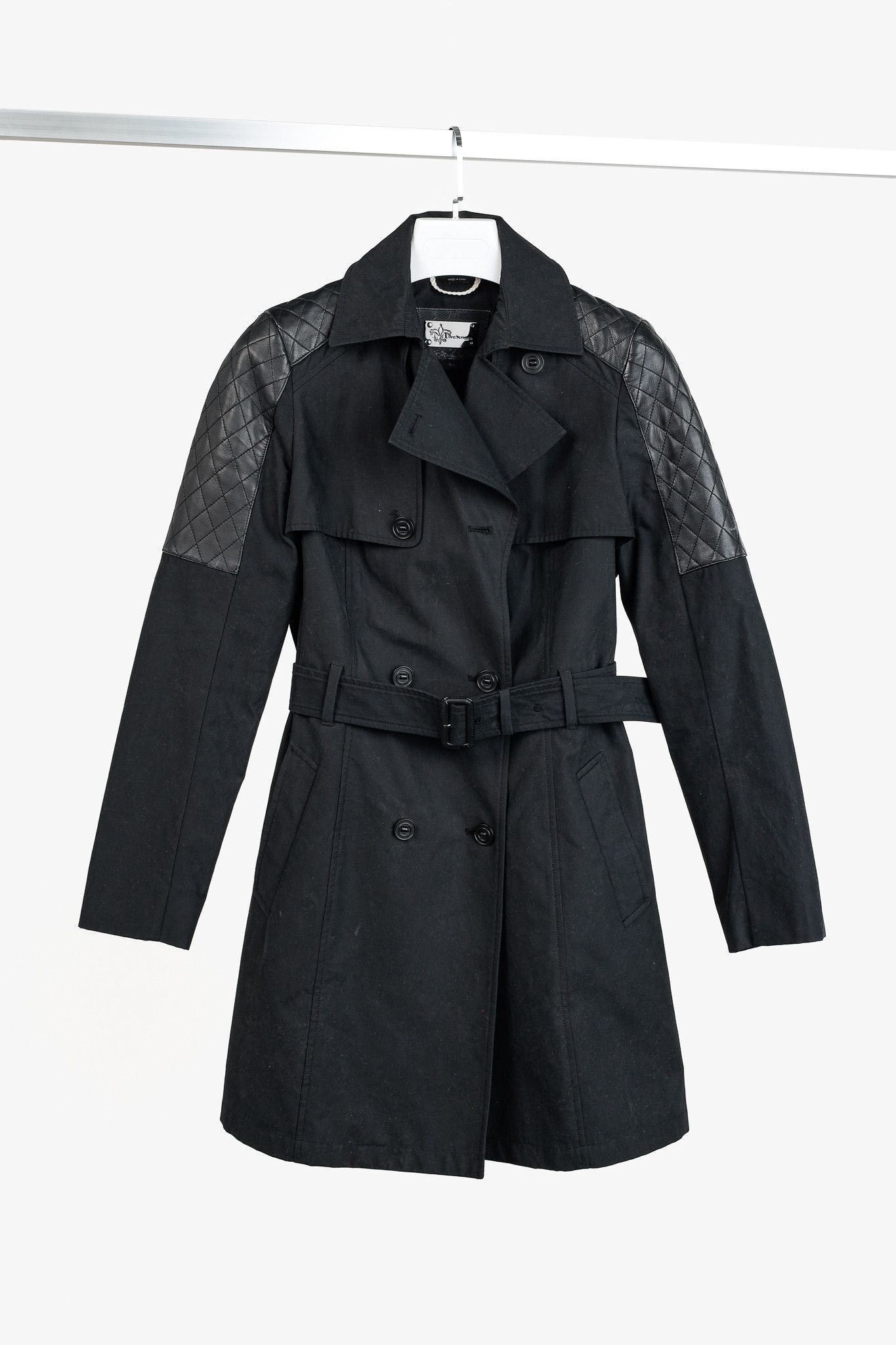 Mackage Lilith Cotton Quilted-Leather-Trim Trench Coat