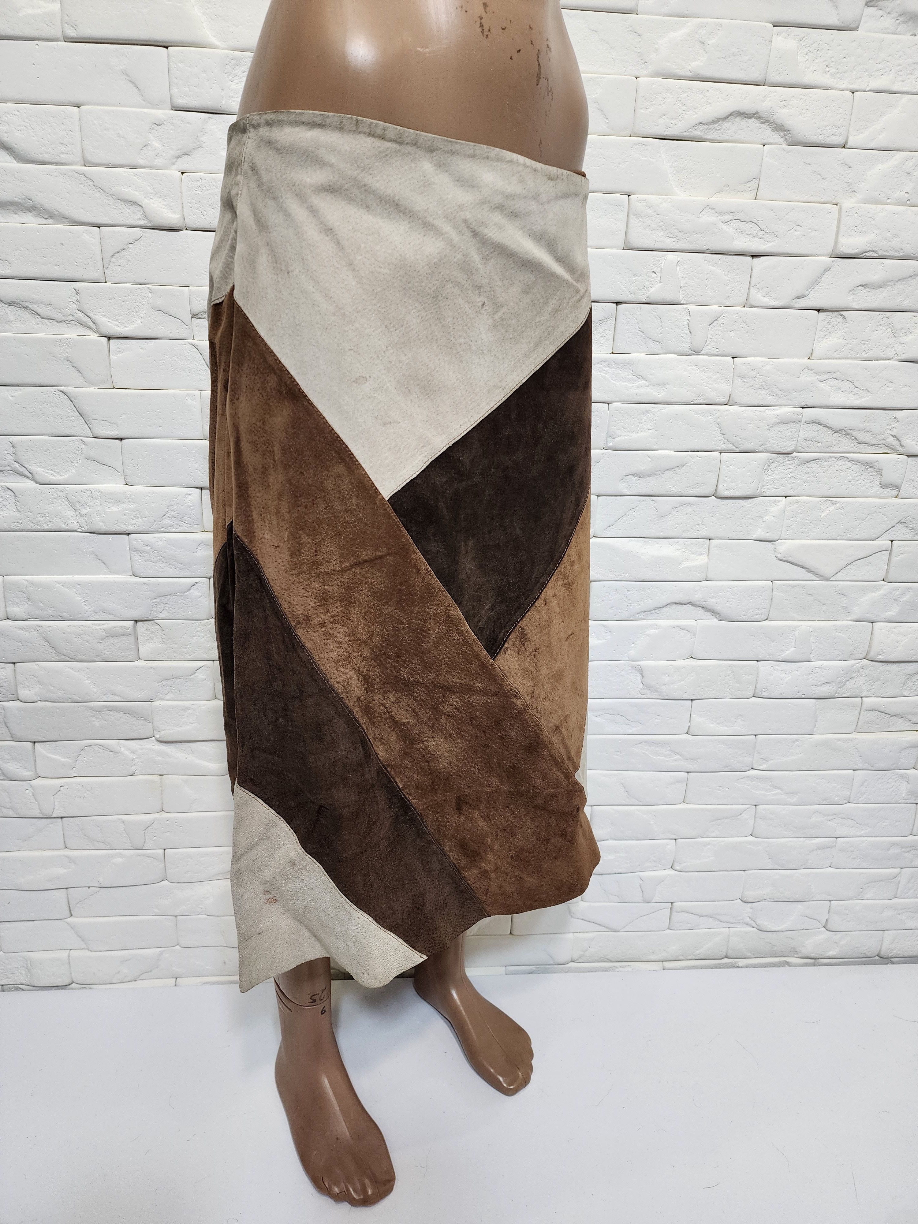 Genuine Leather Brown Suede Leather Skirt: 31" Waist Size 31" - 3 Thumbnail