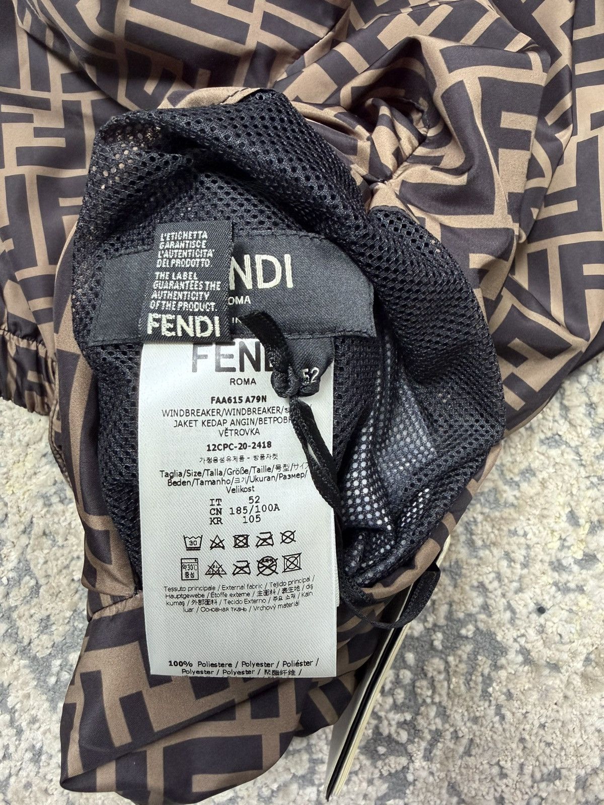 Fendi Fendi FF Monogram Windbreaker Jacket (Brown) Size 52 Size US L / EU 52-54 / 3 - 8 Thumbnail
