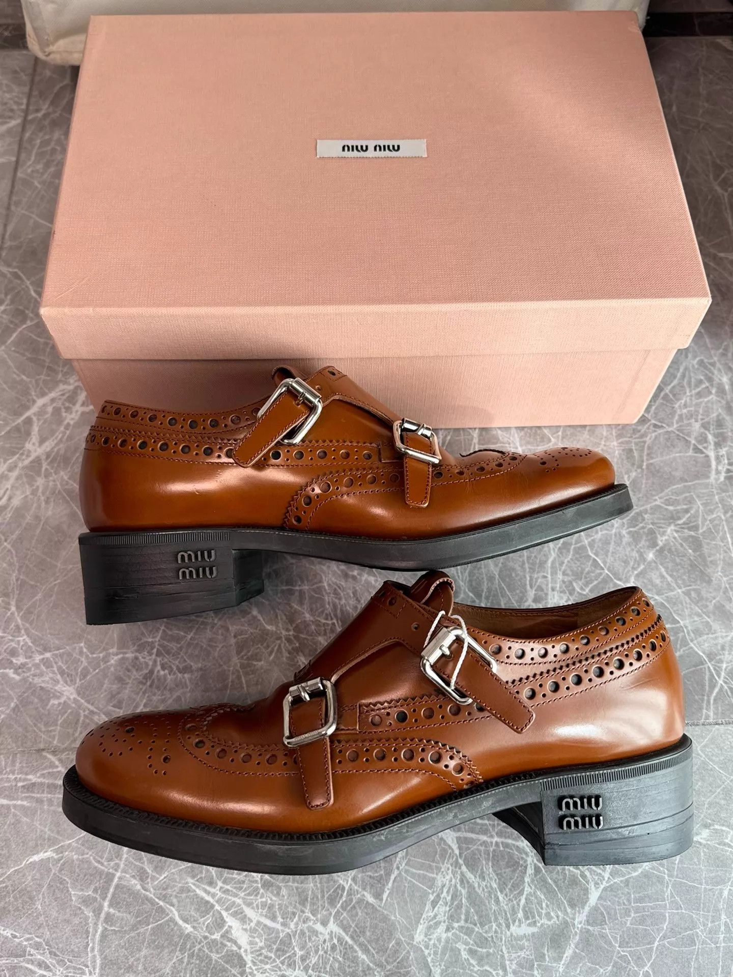 Miu Miu Miu Miu x Church's Double Buckle Loafer Tobacco Brown 36 Size US 5.5 / IT 35.5 - 8 Thumbnail