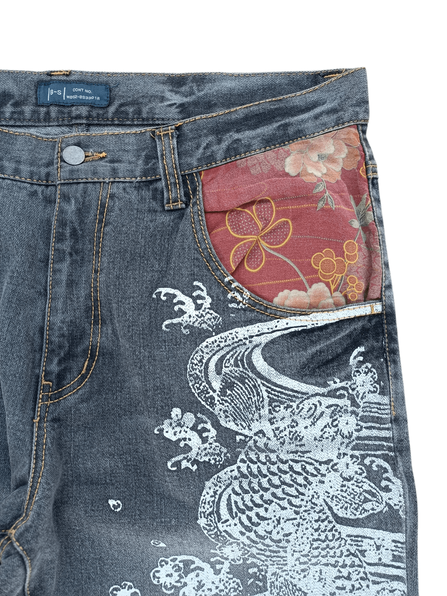 Japanese Brand RARE 🔥 Japanese Brand B-S Printed Koi Fish Floral Jeans Size US 36 / EU 52 - 8 Thumbnail