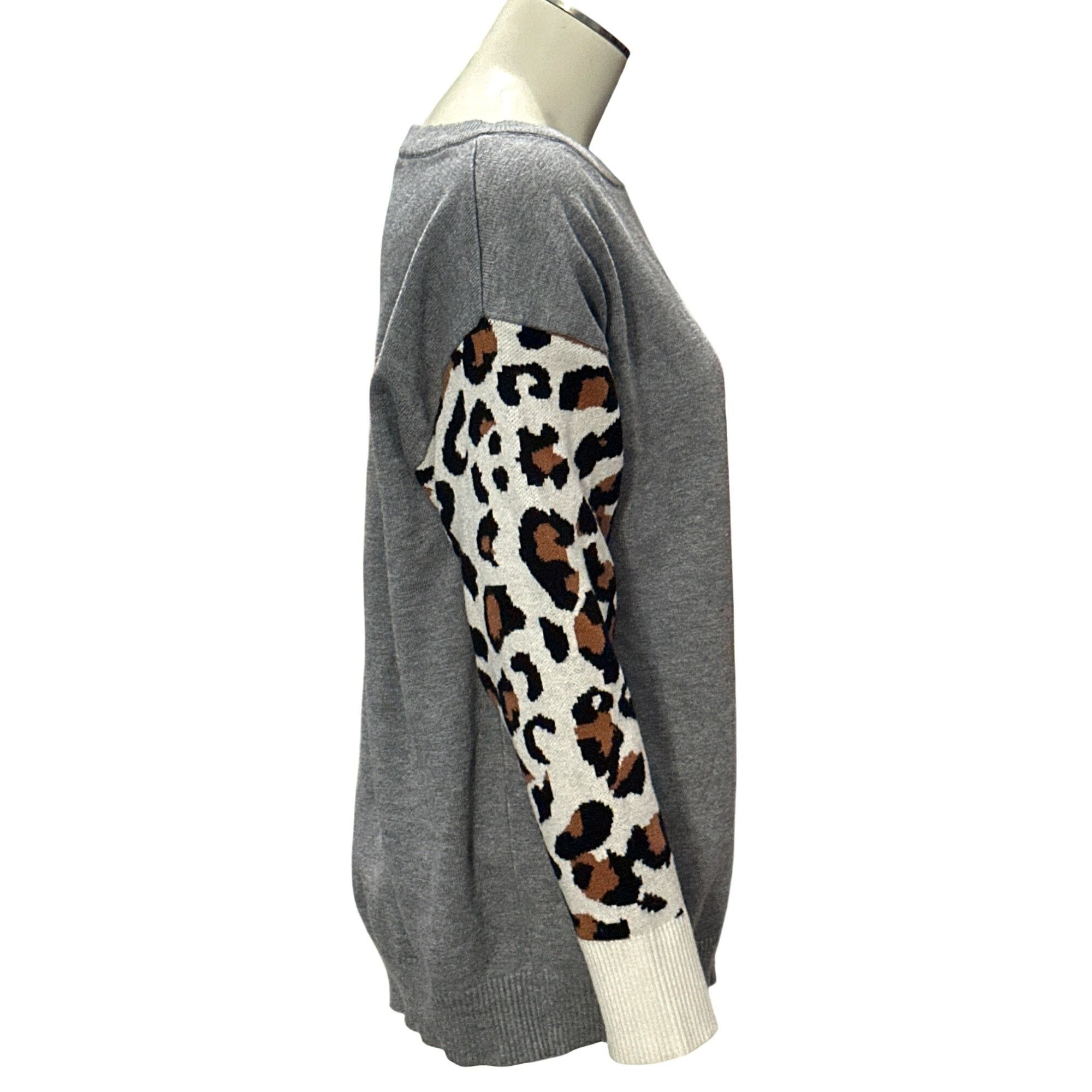 Other CCC Gray Leopard Print Sleeve Sweatshirt Size Medium Polyest Size M / US 6-8 / IT 42-44 - 4 Thumbnail
