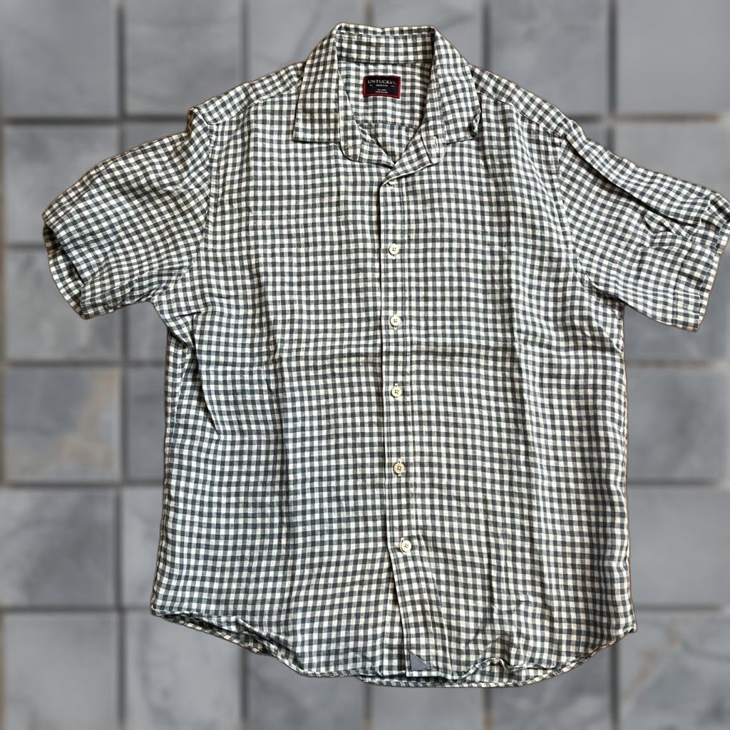 UNTUCKit UNTUCKit Shirt Mens Medium Plaid Linen Button Short Sleeve Blue Size US M / EU 48-50 / 2 - 1 Thumbnail