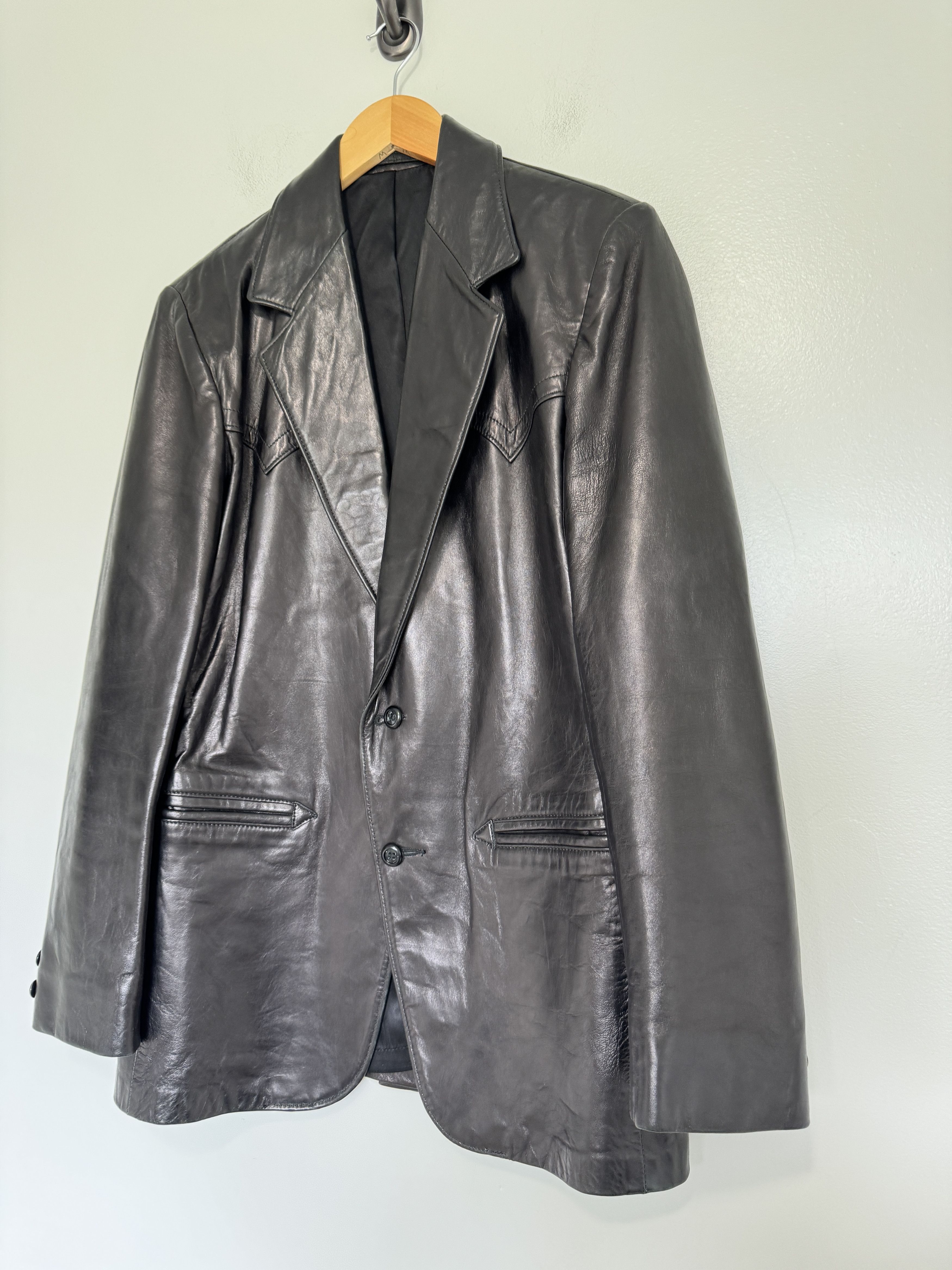 Robert Lewis × Vintage Vintage Western Cowboy Kenny Rogers Lambskin Leather Blazer Size US M / EU 48-50 / 2 - 10 Thumbnail