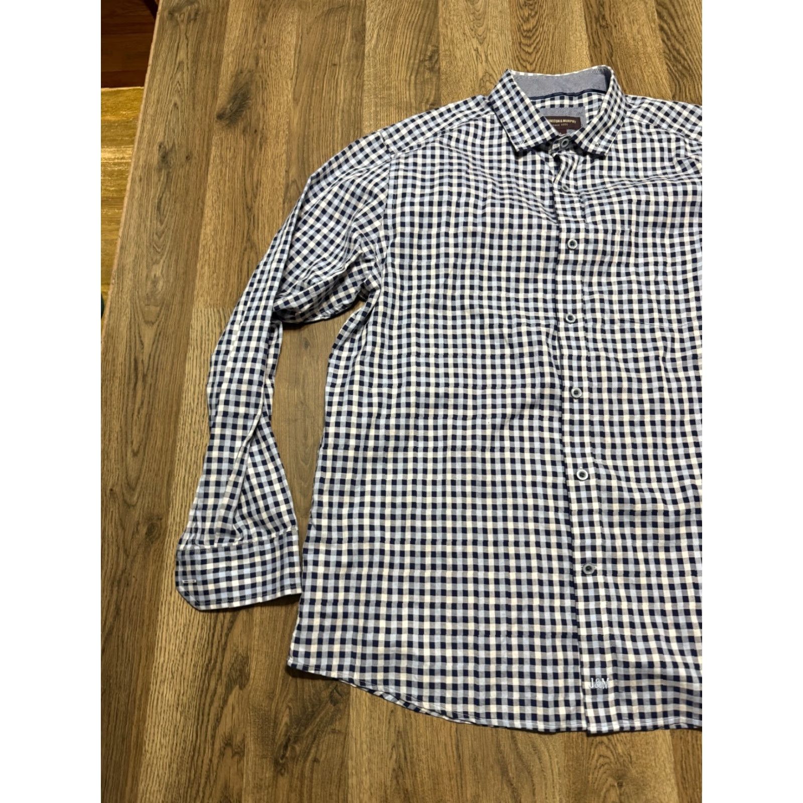 Johnston & Murphy Johnston & Murphy Shirt Men Large Blue Plaid Long Sleeve Button-Up Size US L / EU 52-54 / 3 - 3 Thumbnail