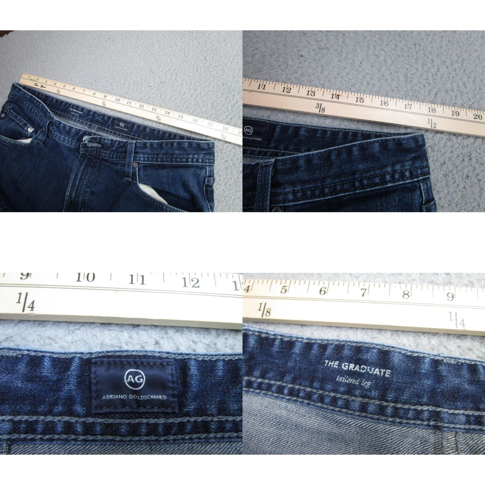 Denime AG Adriano Goldschmied Jeans Mens 36x32 Blue Straight Stretch Denim Casual Size US 36 / EU 52 - 8 Thumbnail