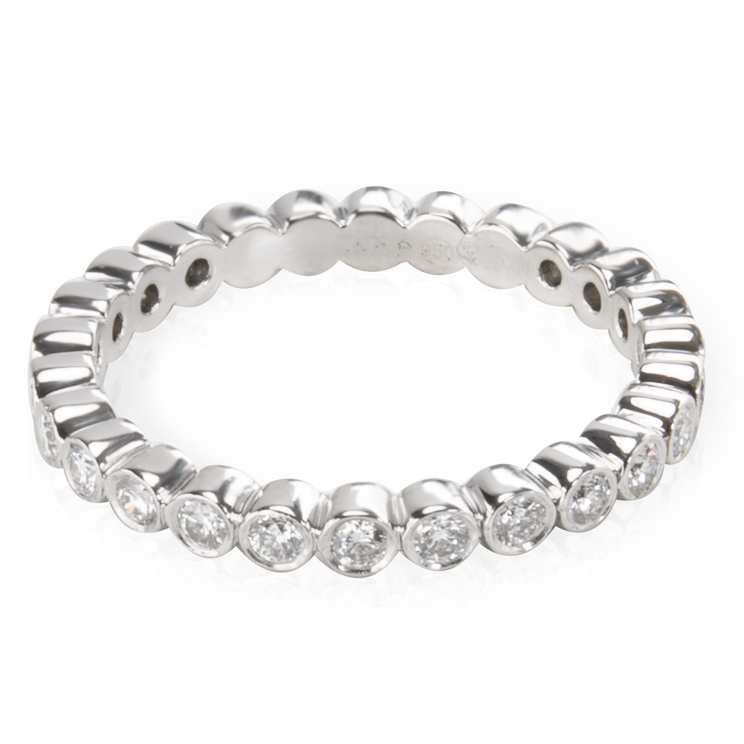 image of Tiffany Co Tiffany & Co. Jazz Bezel Diamond Band In Platinum 3/4 Ctw in Silver, Women's