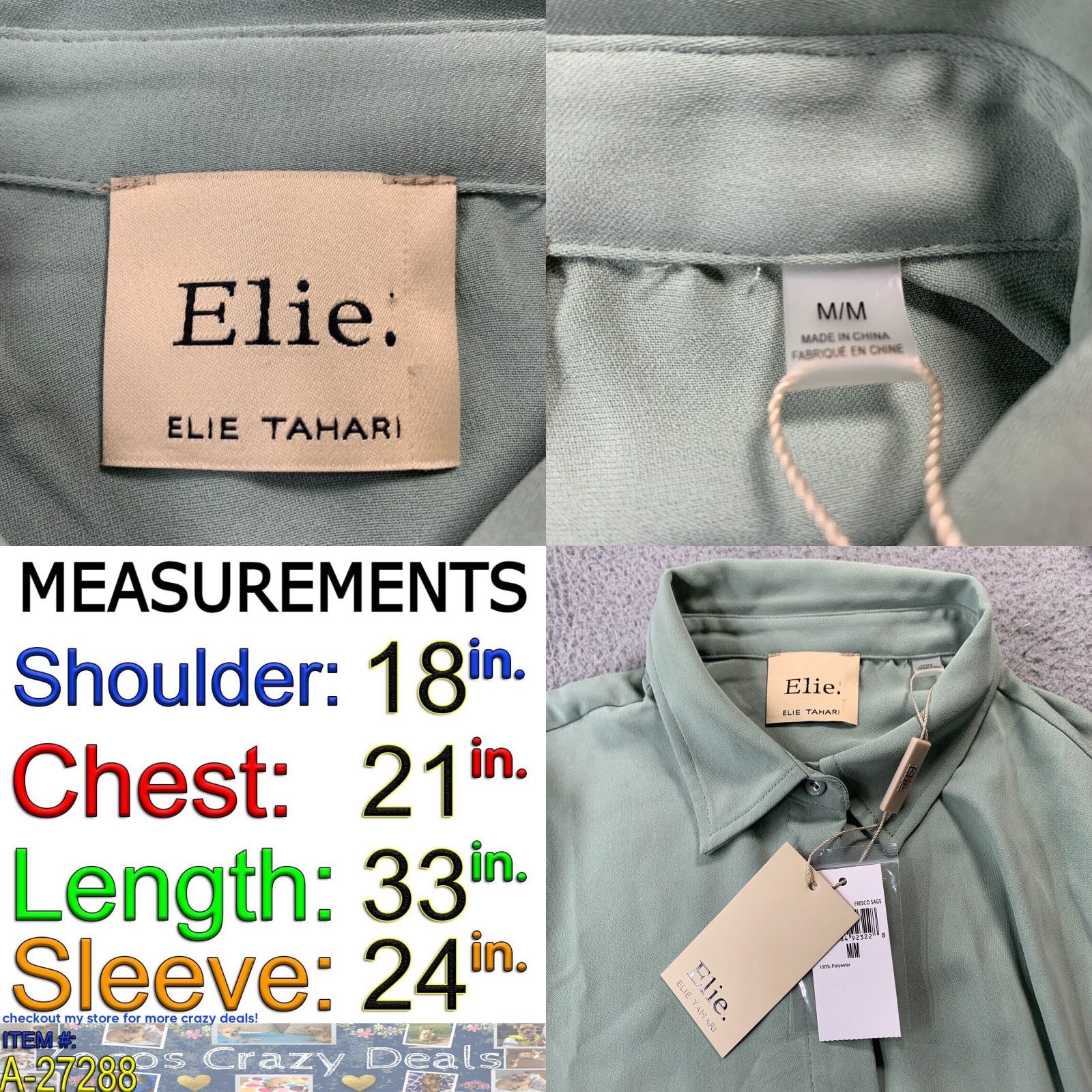 Elie Tahari ELIE ELIE TAHARI Blouse Womens Medium Top Long Sleeve Green Size M / US 6-8 / IT 42-44 - 4 Preview