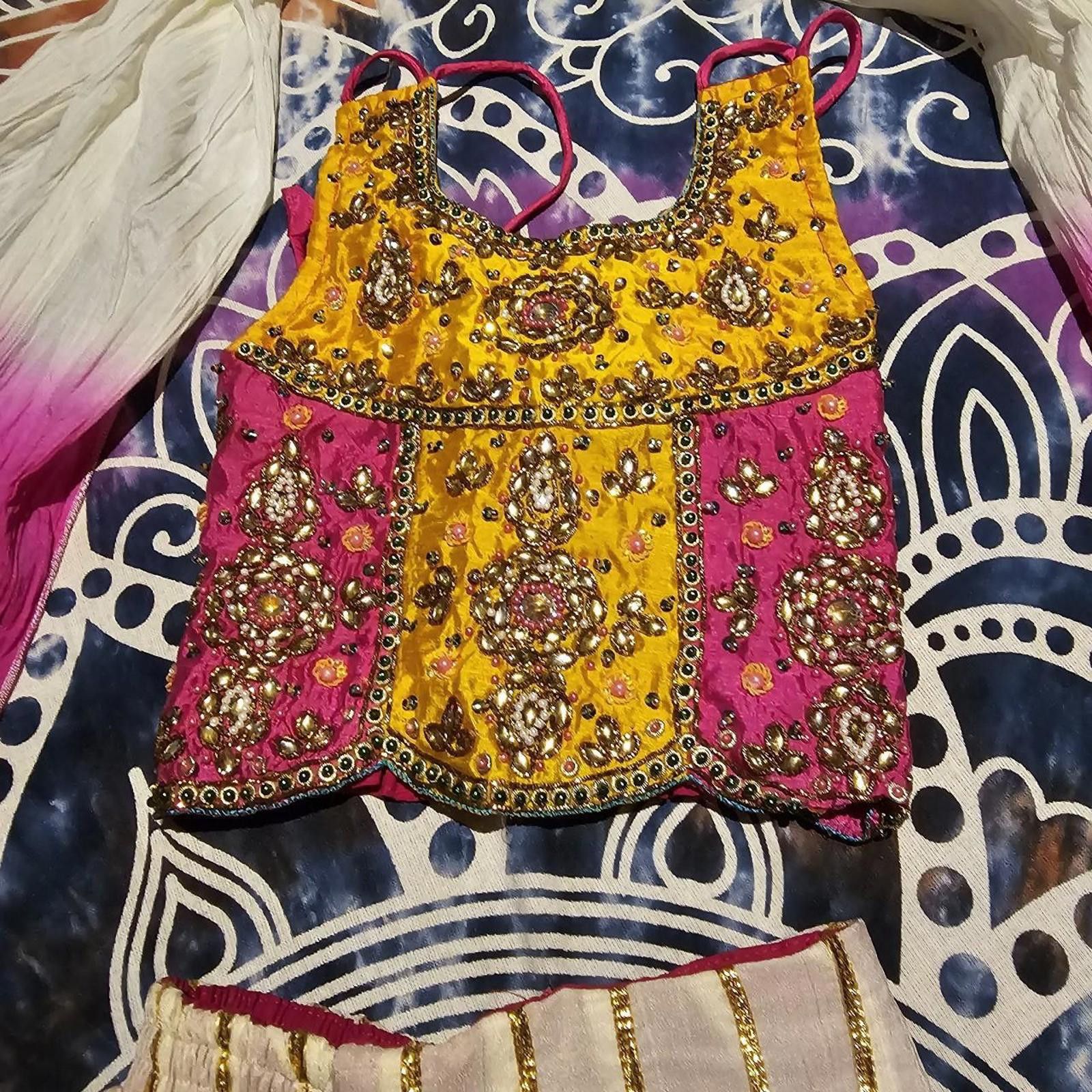 Designer Kid's Yellow and Pink Dress Size ONE SIZE - 3 Thumbnail
