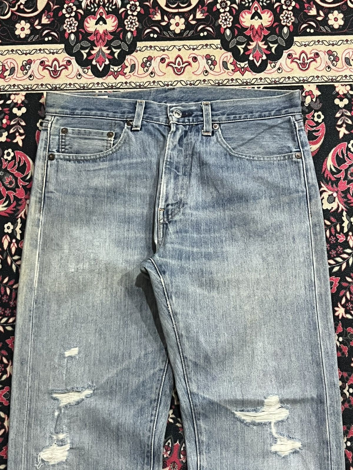 Levi's Levi’s 505 Big E Non Selvedge Made in Usa Distress Blue Jean Size US 32 / EU 48 - 4 Thumbnail