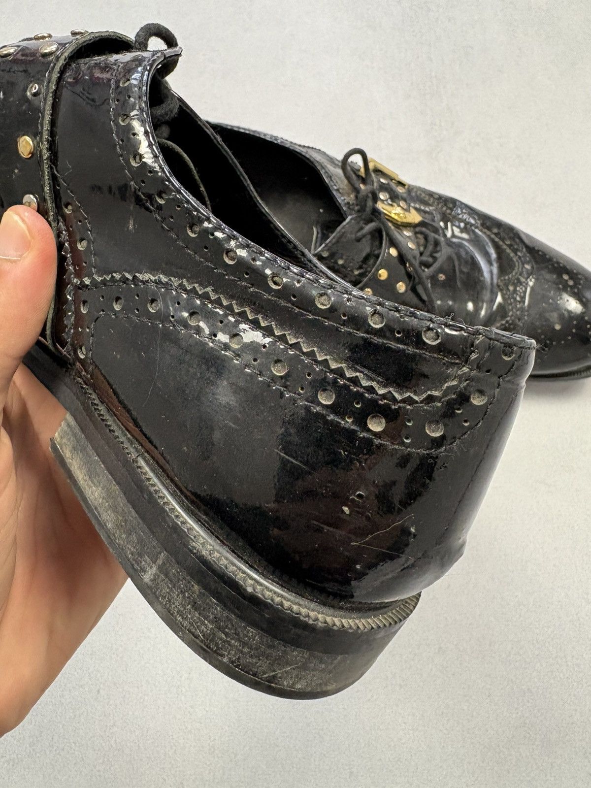 Versace Versace Vintage Black Patent Brogues Medusa Buckle Shoes 90s Size US 11 / EU 44 - 11 Thumbnail