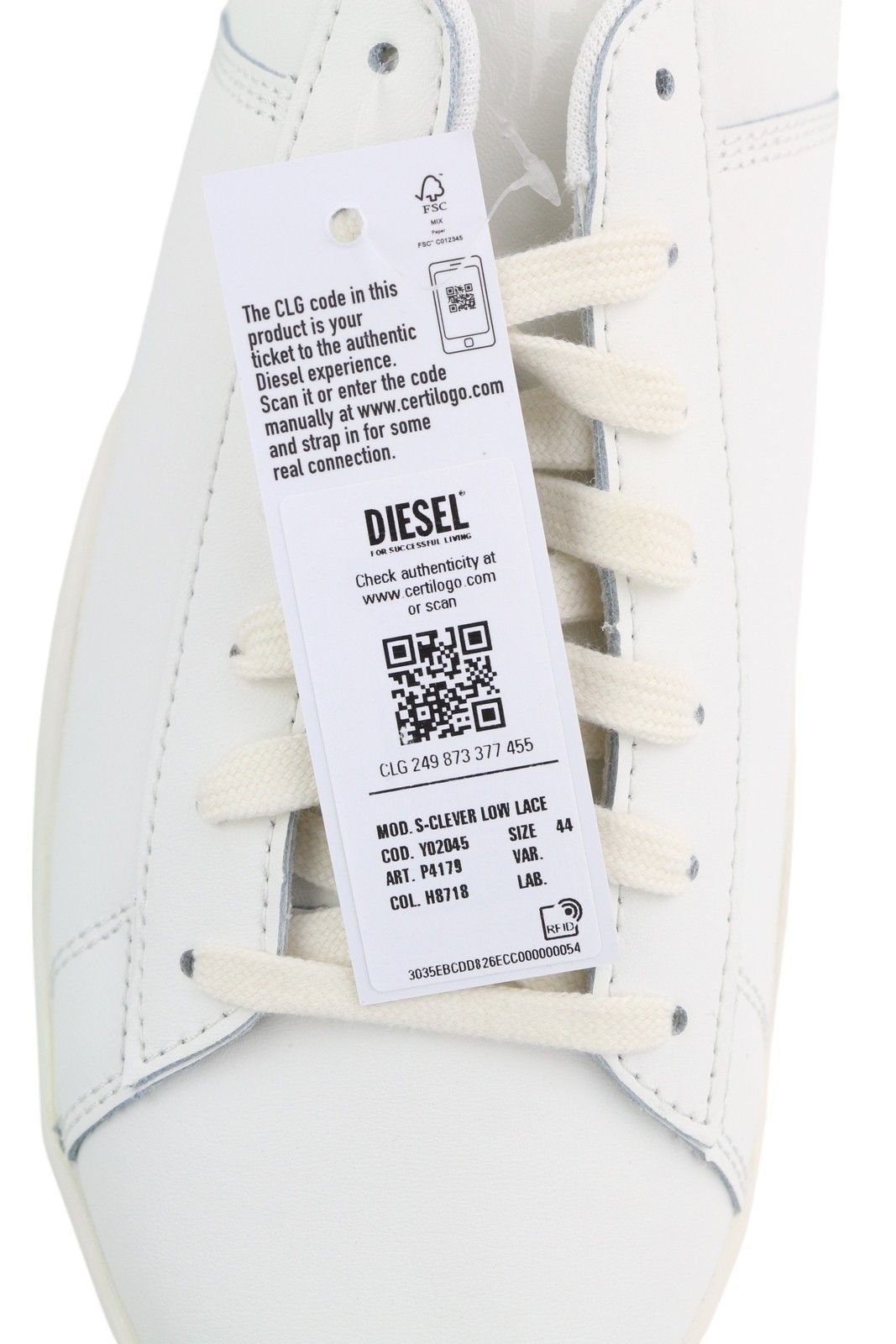 Diesel S-CLEVER LOW LACE EU44 Leather White 41576 Size US 11 / EU 44 - 10 Thumbnail