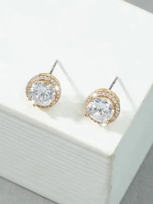 Japanese Brand × Jewelry Cubic Gold Style Rhinestone Earrings Size ONE SIZE - 2 Thumbnail